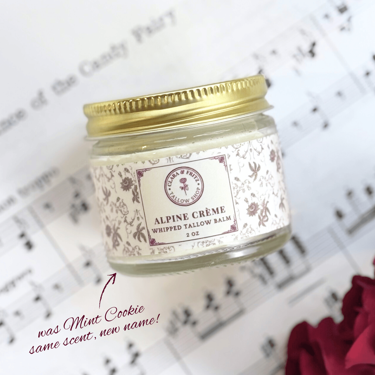 Clara & Fritz Tallow Shop Lotion & Moisturizer Alpine Crème Scented Whipped Tallow Balm 2 oz