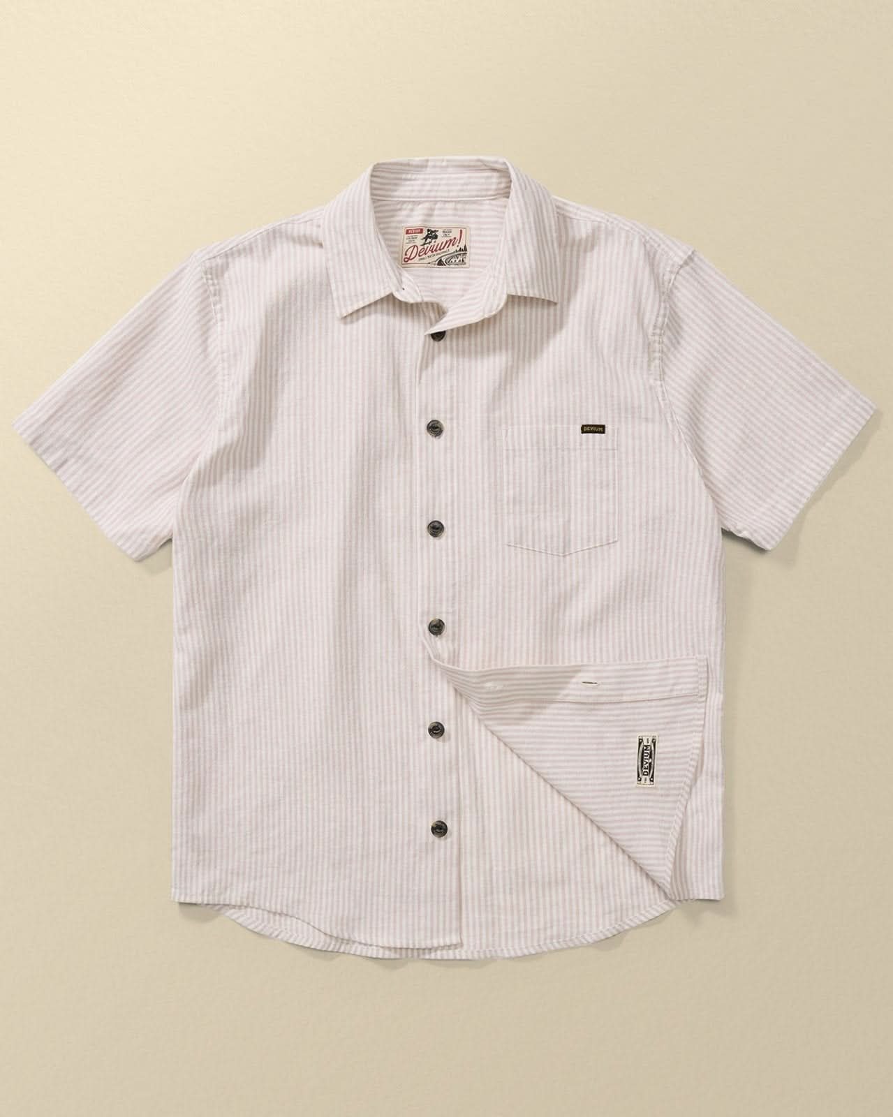 Devium Shirts Cream / S Balboa Striped Short Sleeve Shirt