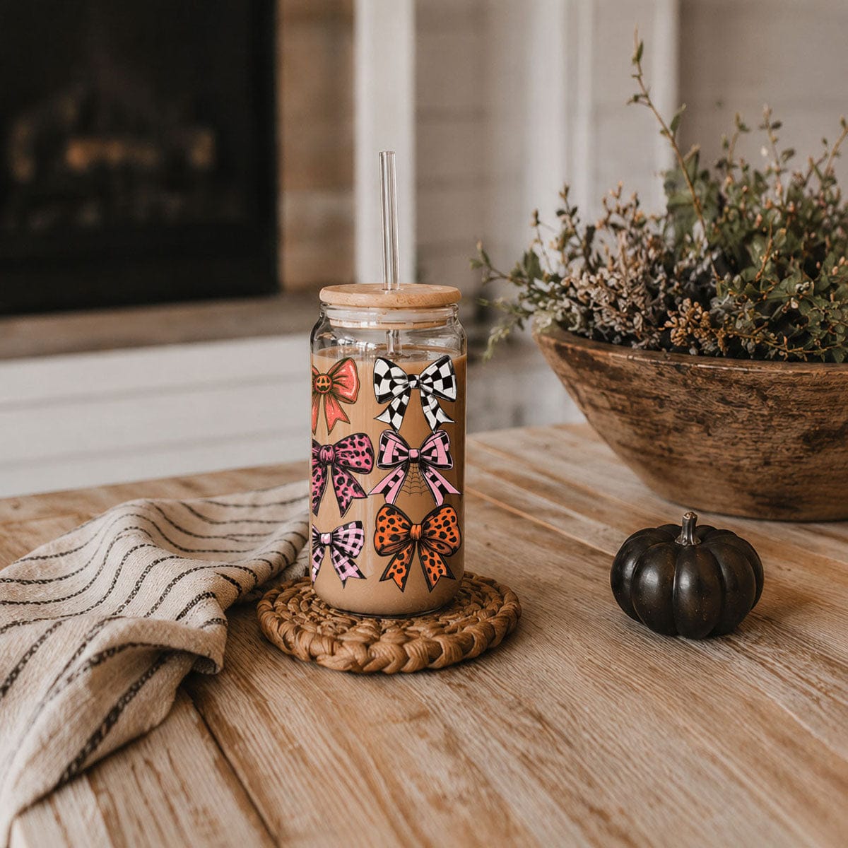 Gia Roma Travel Mug, Coffee Cup, Drinkware Fall Bows 20oz