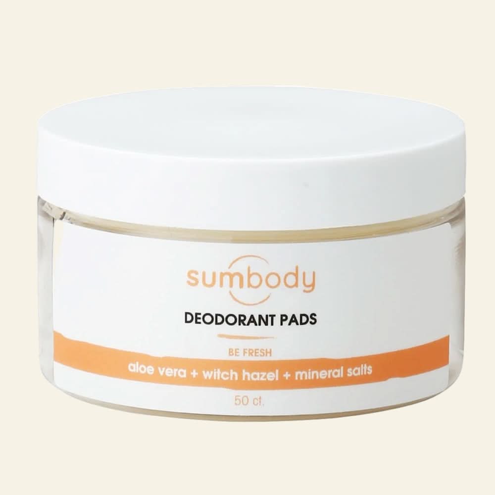 Sumbody deodorant pads container on a white background