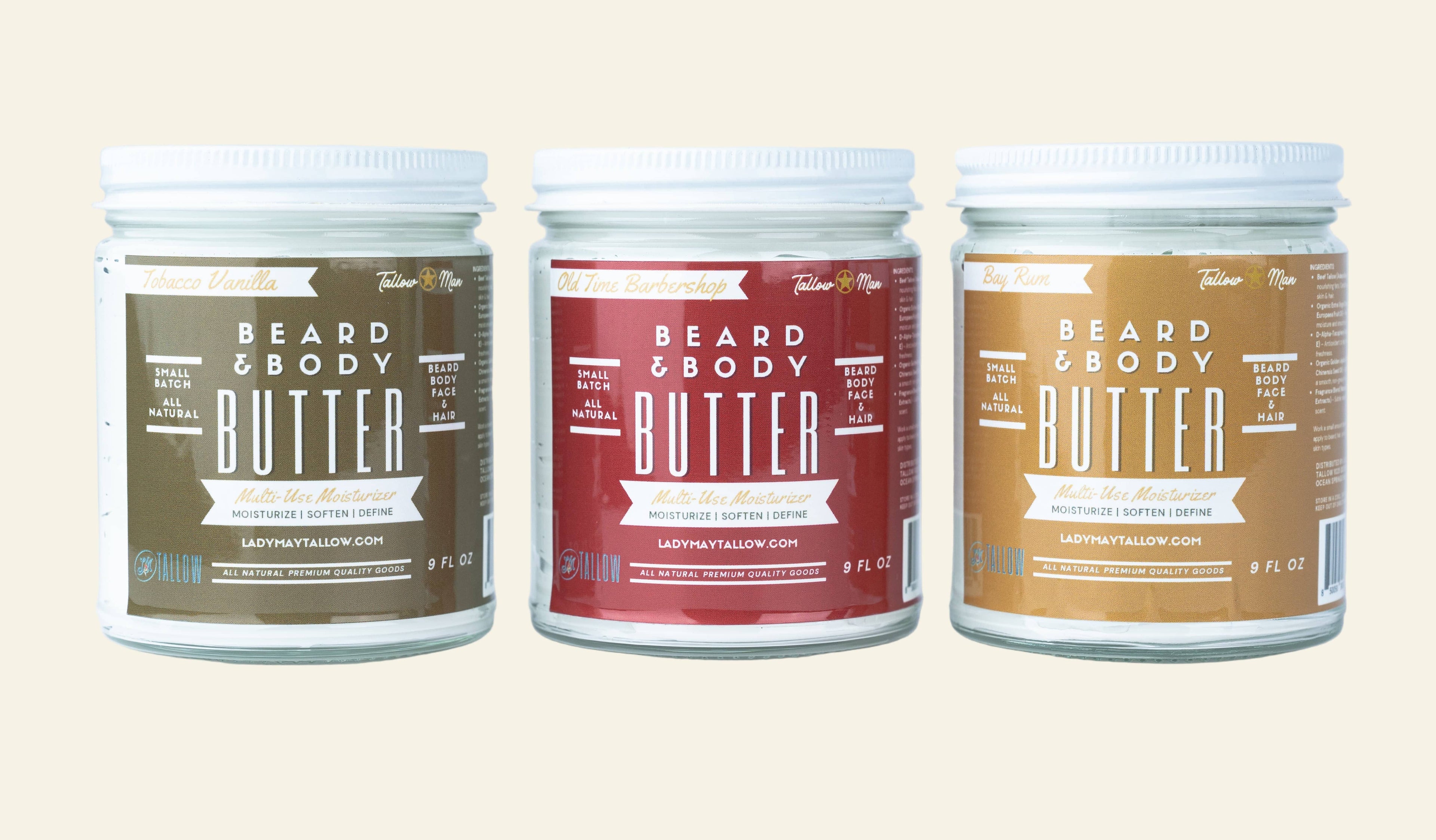 Tallow Man Men’s Beard Butter Trio Gift Box | 100% Natural Tallow - My American Goods