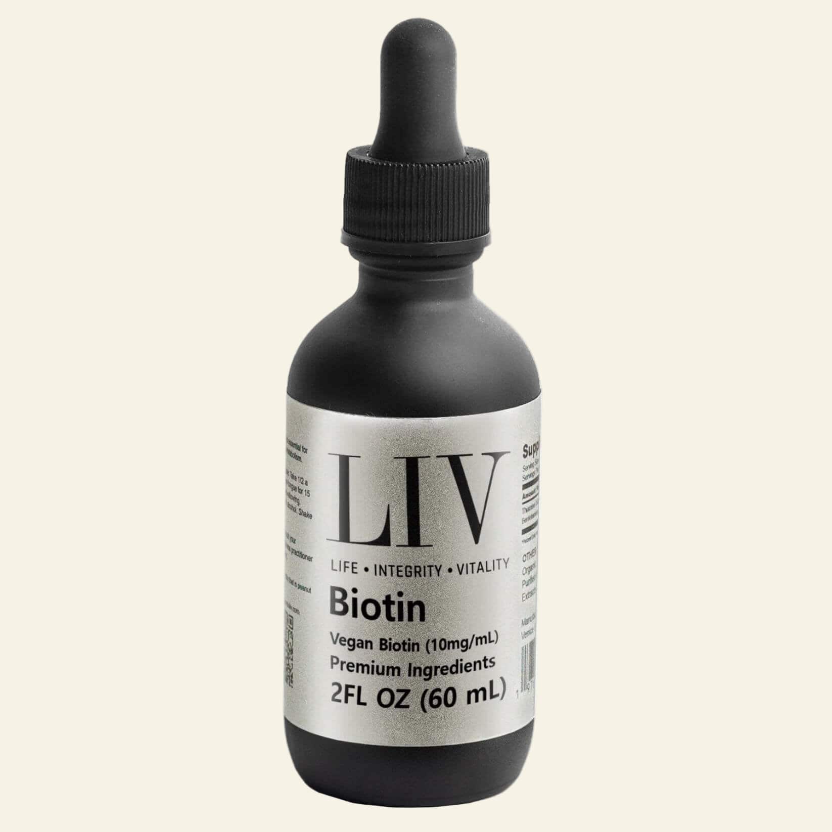 LIV Biotin Liquid Skin Nutrients (Vegan, 10,000mcg each, 60 Servings)