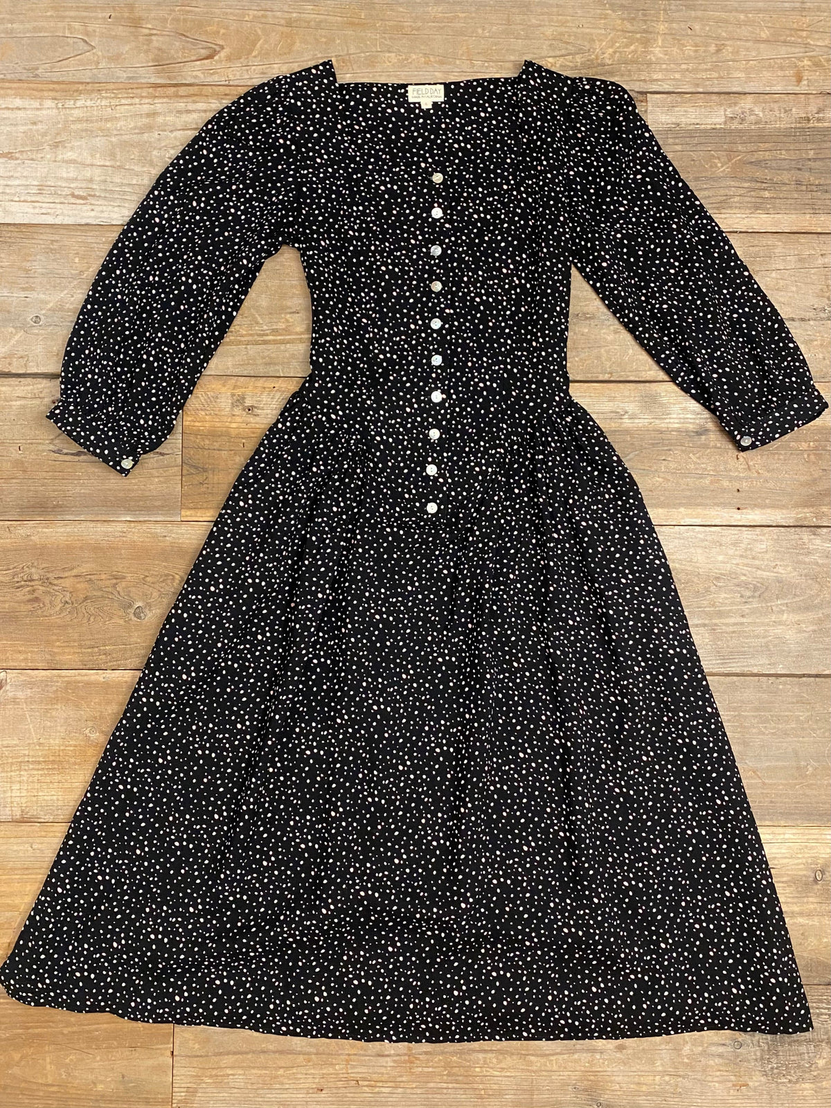 Field Day Dress Prairie Dress in Black Dot