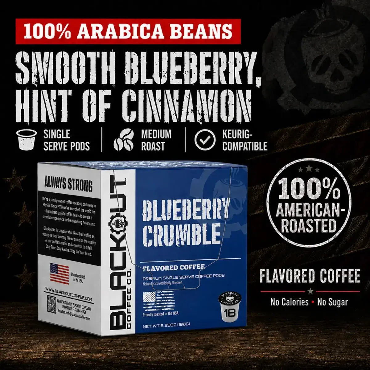 Blackout Coffee Co Coffee Pods & Capsules Blueberry Crumble Flavored Coffee Pods – 18 Count