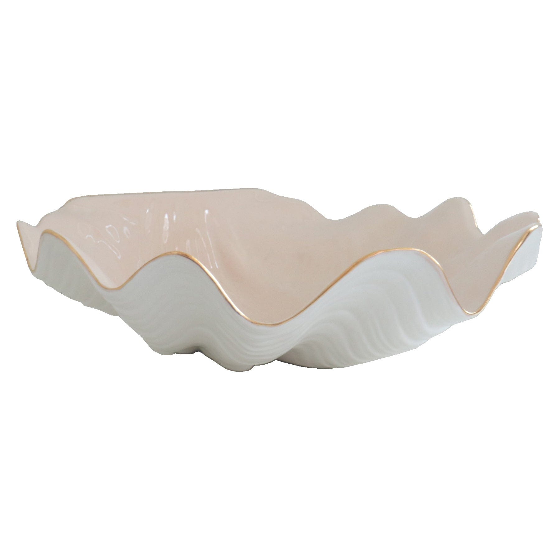 Ruby Clay Company Accessory Set of 2 / Blush Clam Shell Bowl with 22K Gold Accent