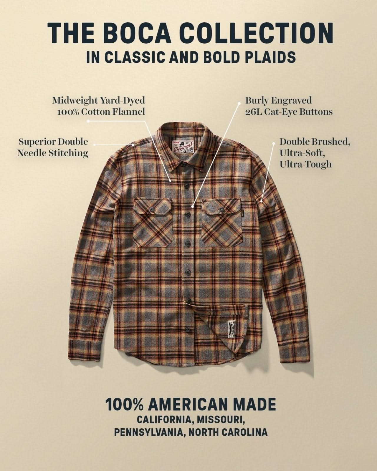 Boca Long Sleeve Flannel Shirt - My American Goods