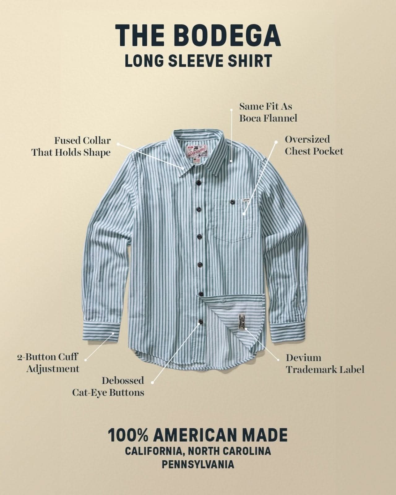 Bodega Striped Long Sleeve Shirt - My American Goods