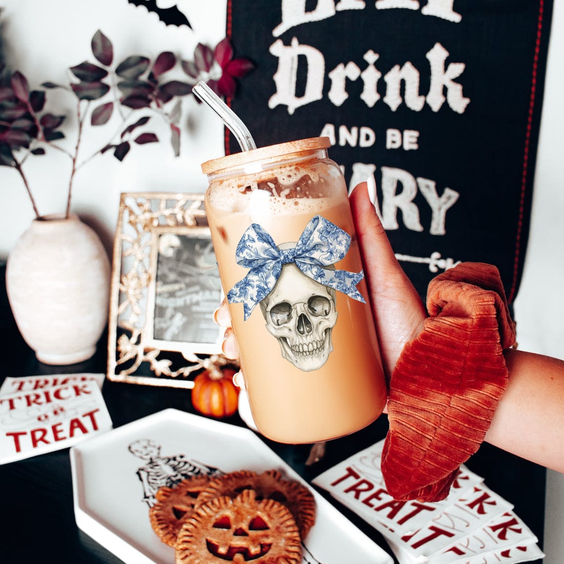 Gia Roma Travel Mug, Coffee Cup, Drinkware Bow Skull 20oz