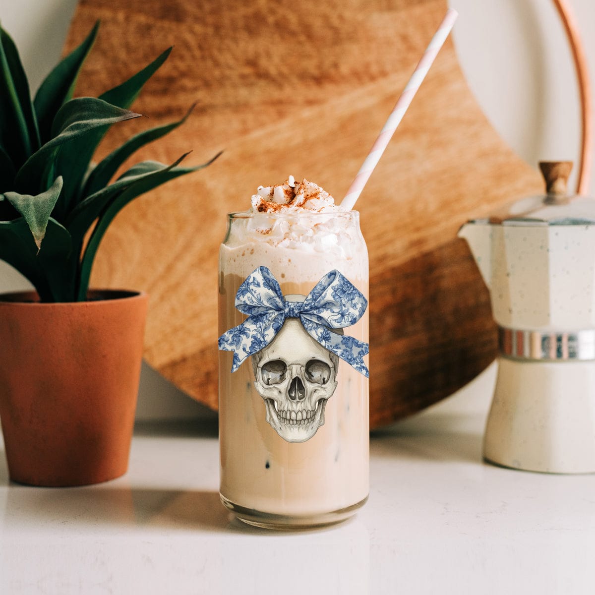 Gia Roma Travel Mug, Coffee Cup, Drinkware Bow Skull 20oz