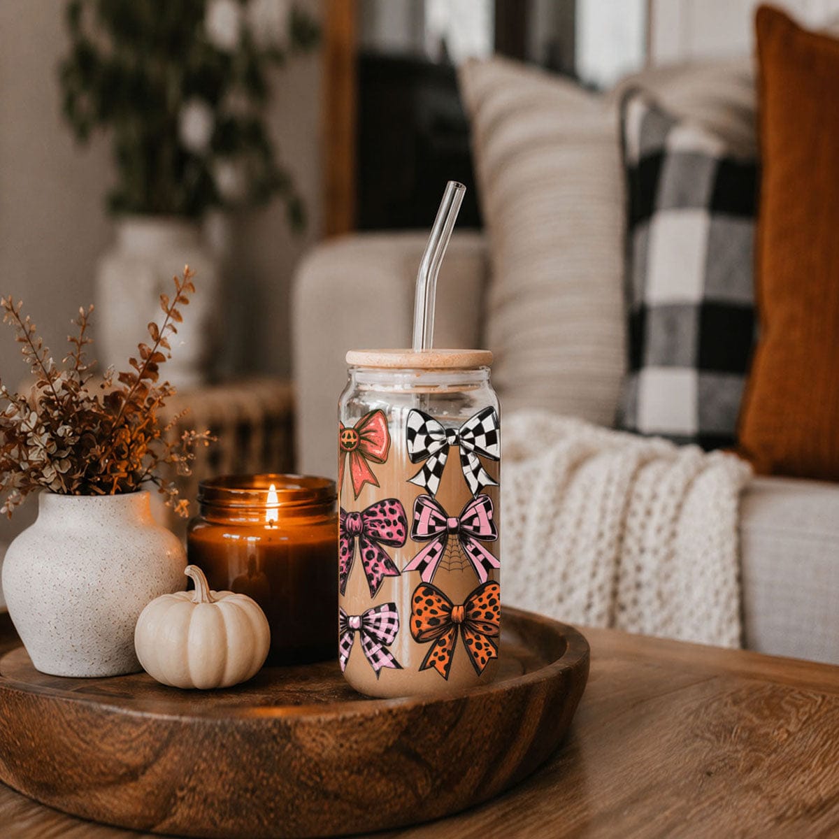 Gia Roma Travel Mug, Coffee Cup, Drinkware Fall Bows 20oz