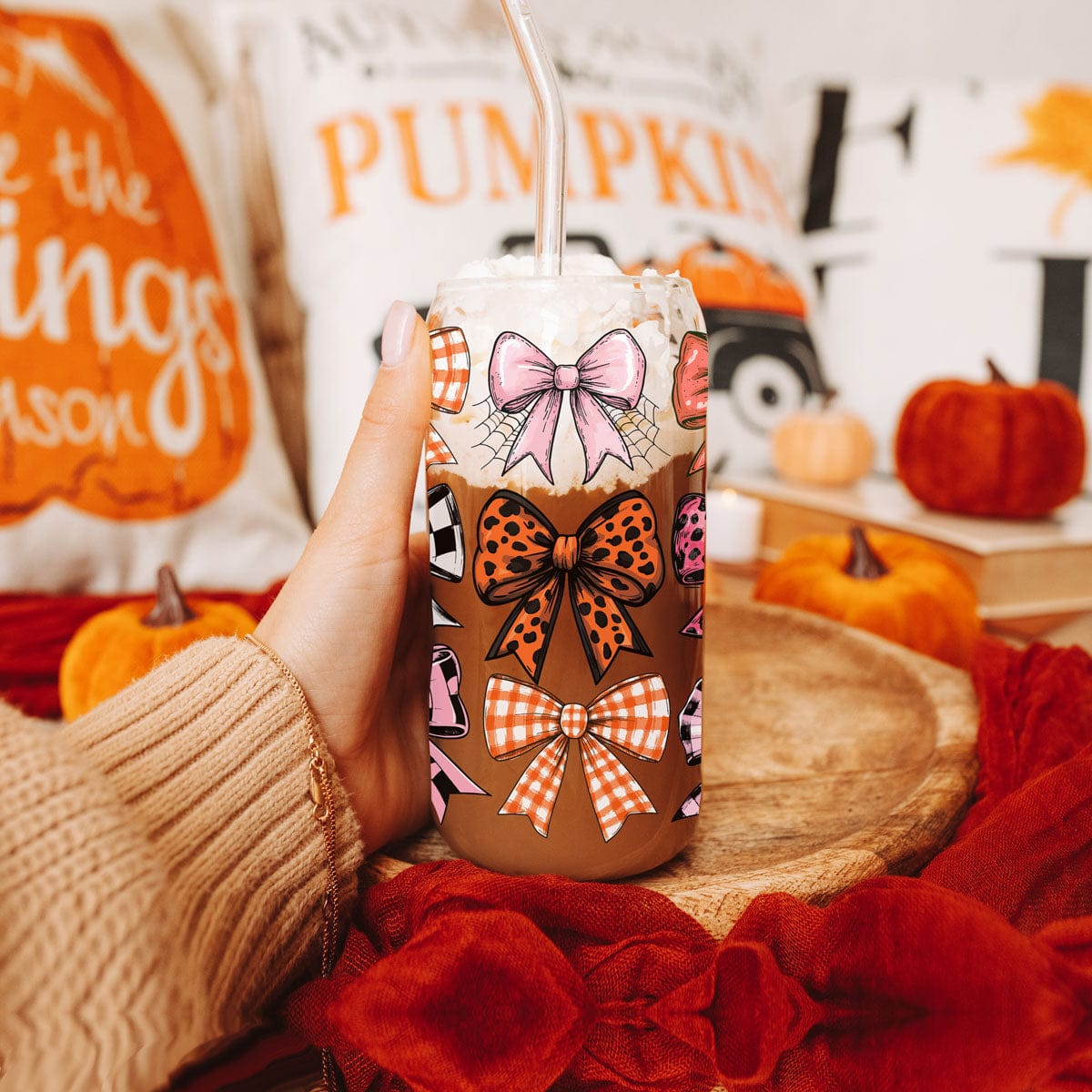 Gia Roma Travel Mug, Coffee Cup, Drinkware Fall Bows 20oz