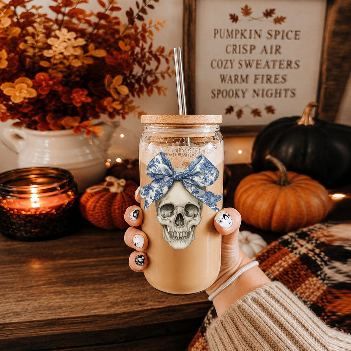 Gia Roma Travel Mug, Coffee Cup, Drinkware Bow Skull 20oz