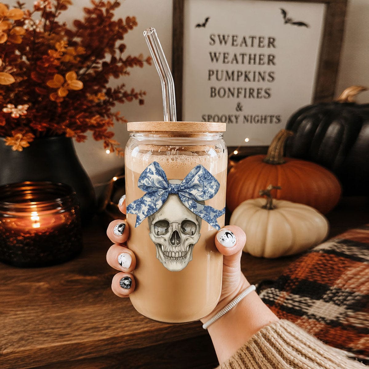Gia Roma Travel Mug, Coffee Cup, Drinkware Bow Skull 20oz