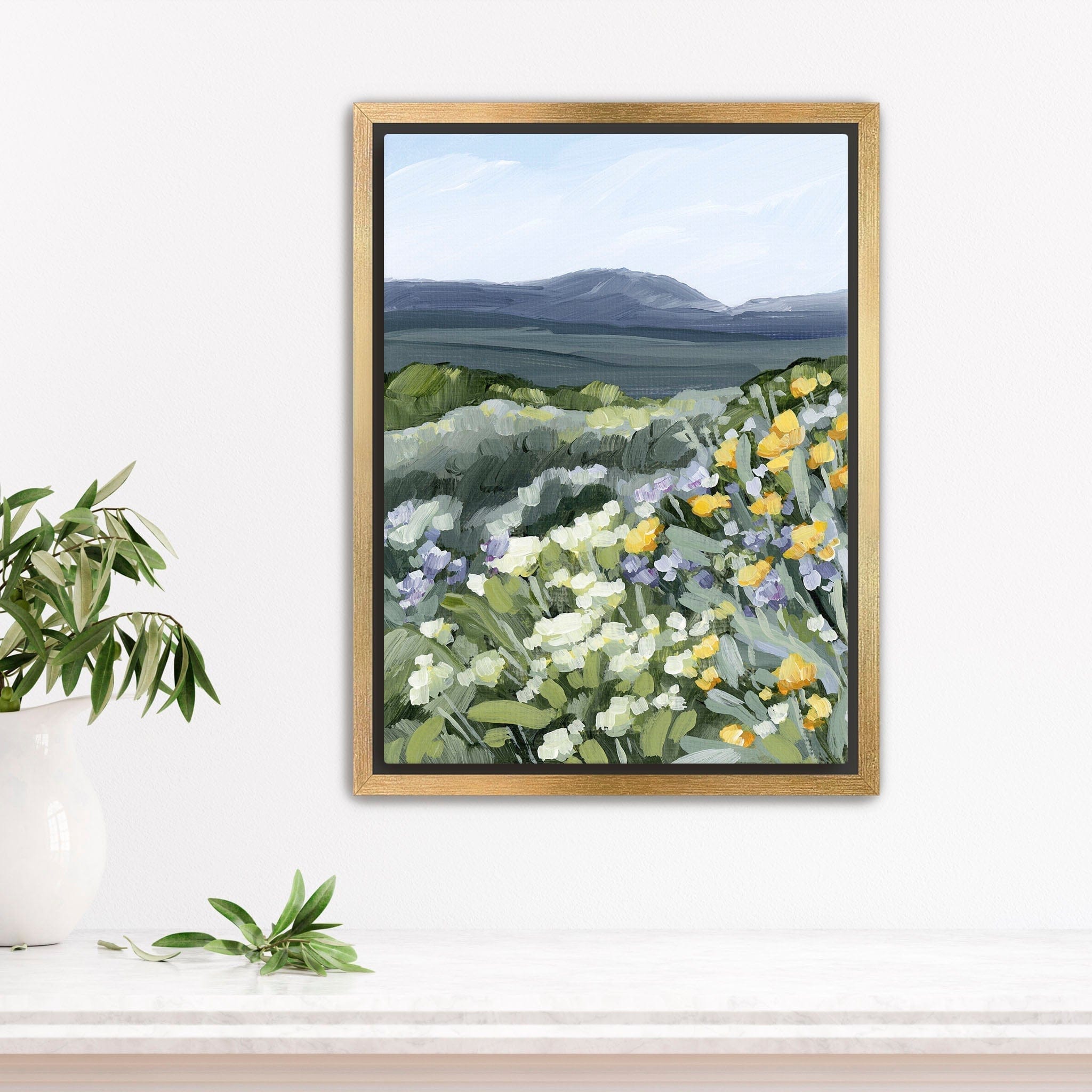 Katie Garrison Art Print Stretched Canvas / 8x10 in / Gold Frame "Buffalo Mountain" Art Print