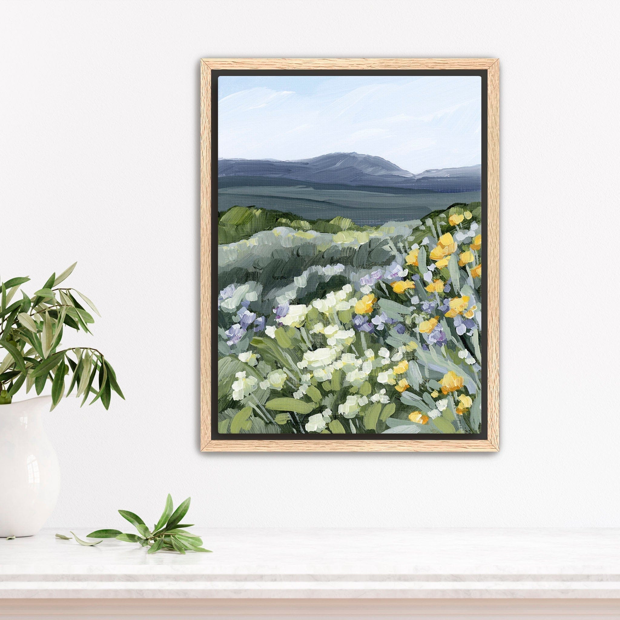 Katie Garrison Art Print Stretched Canvas / 8x10 in / Oak Frame "Buffalo Mountain" Art Print