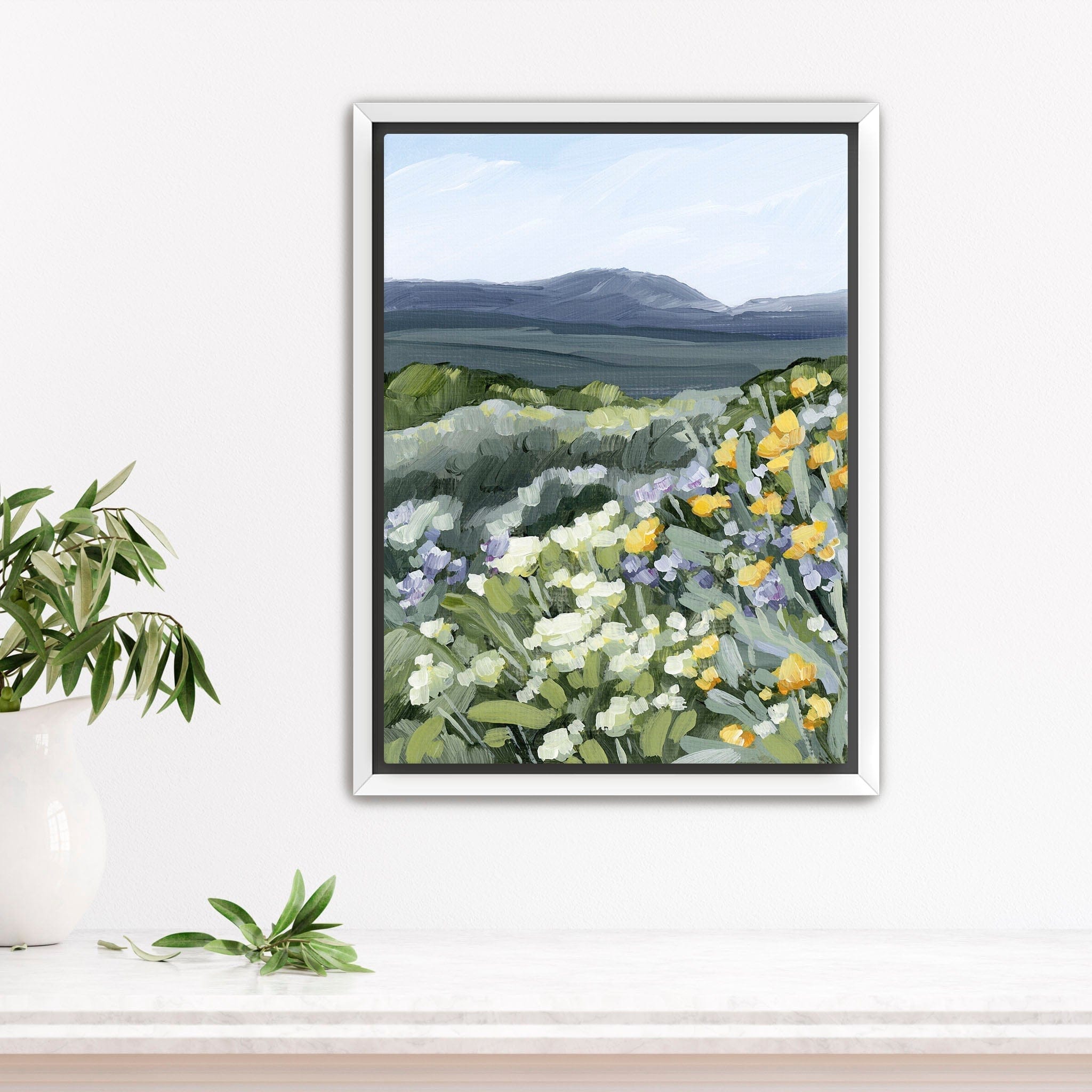 Katie Garrison Art Print Stretched Canvas / 8x10 in / White Frame "Buffalo Mountain" Art Print