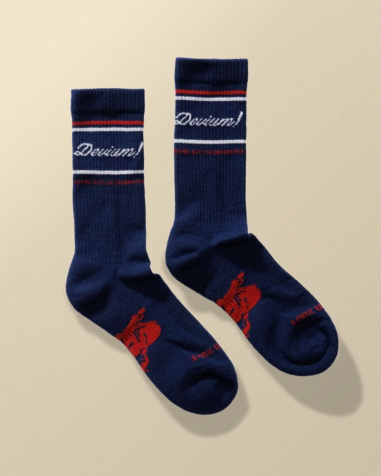 Devium Hats Navy Red Burnout Merino Sock