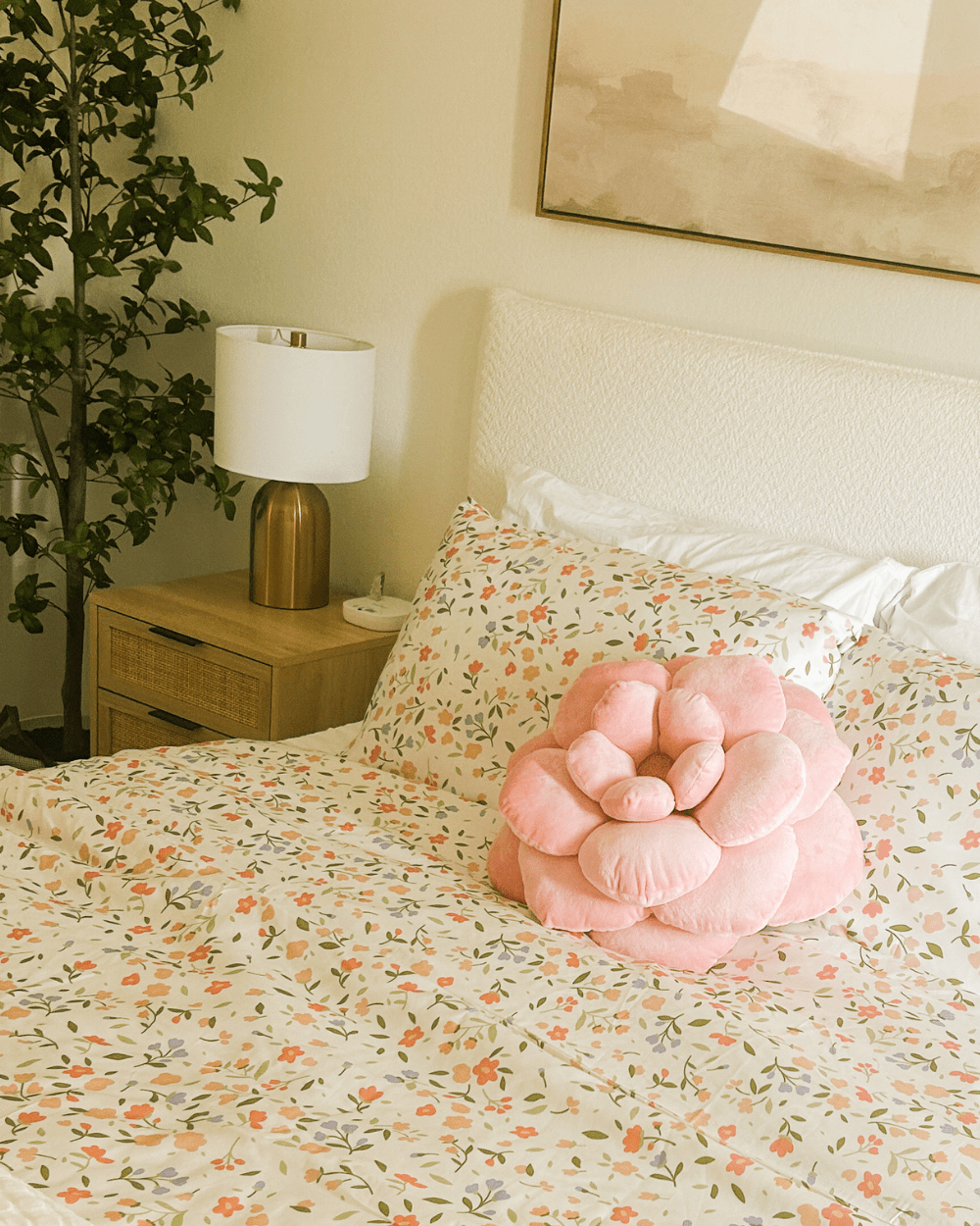Camellia Plush Flower Pillow - My American Goods