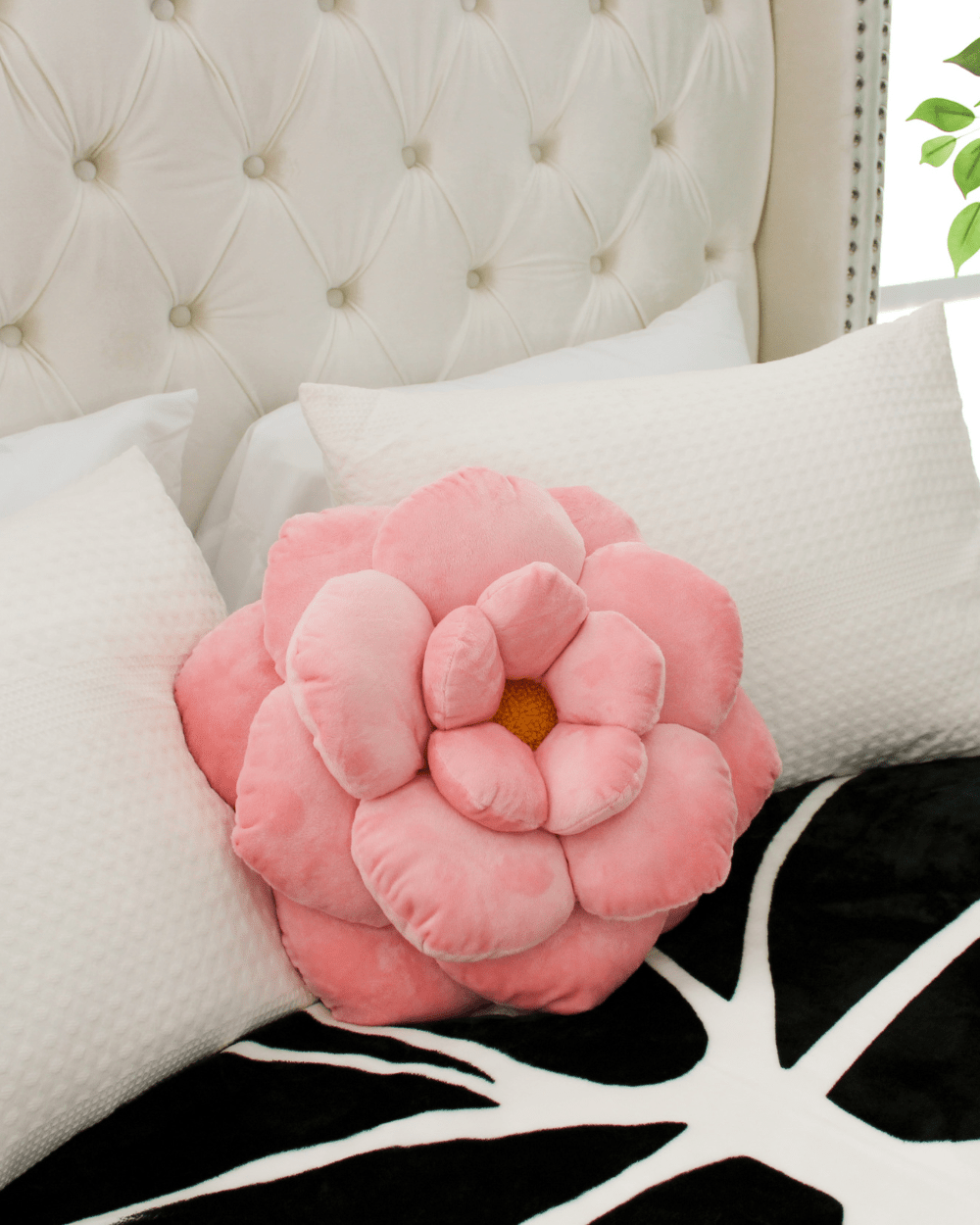 Camellia Plush Flower Pillow - My American Goods