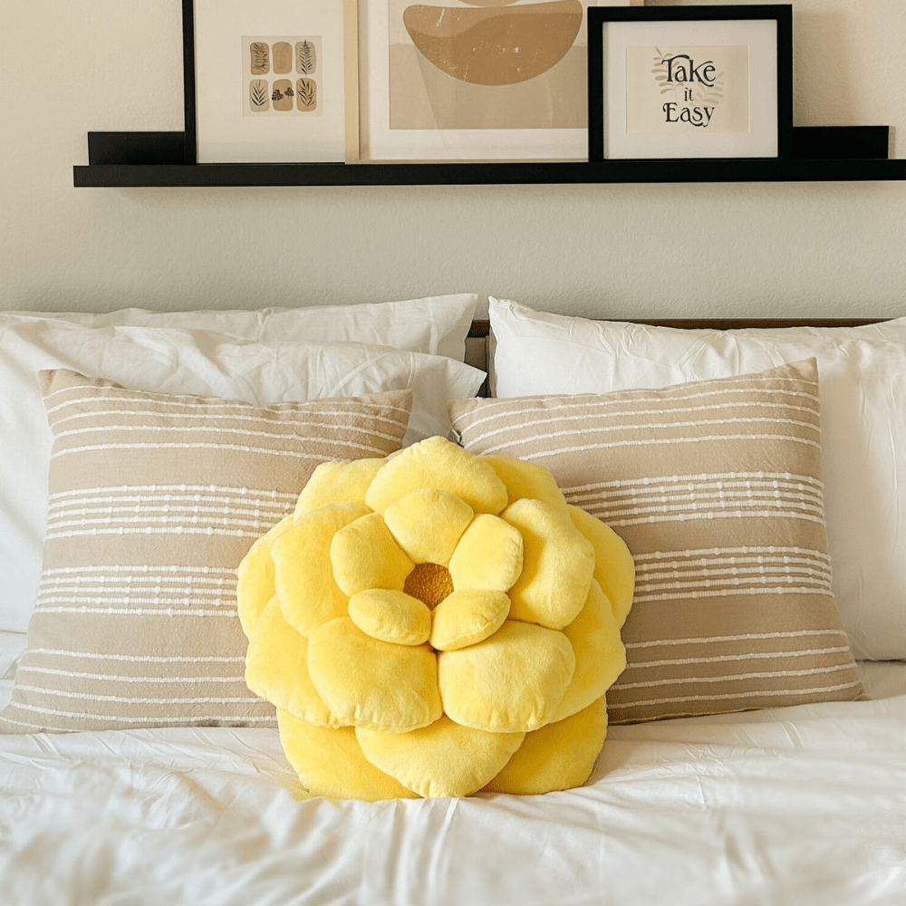 Camellia Plush Flower Pillow - My American Goods