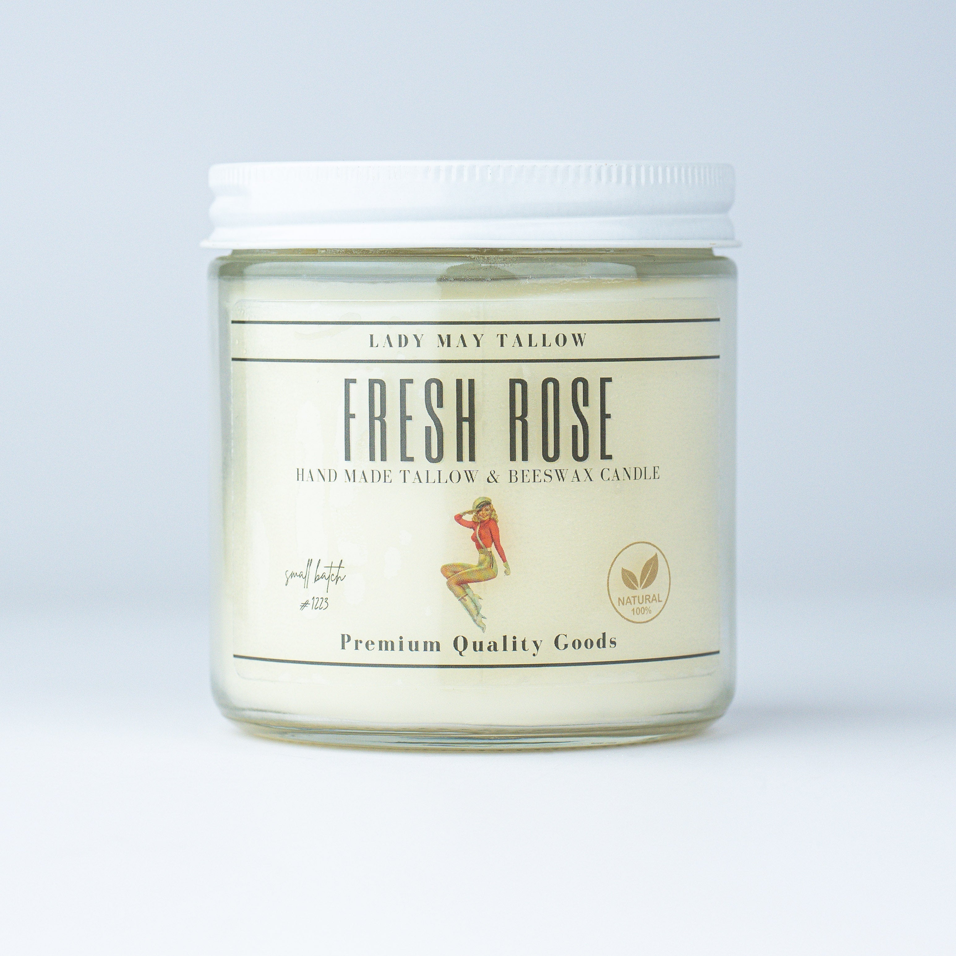 Fresh Rose Tallow & Beeswax Candle | All Natural, Non-toxic, Clean Burning