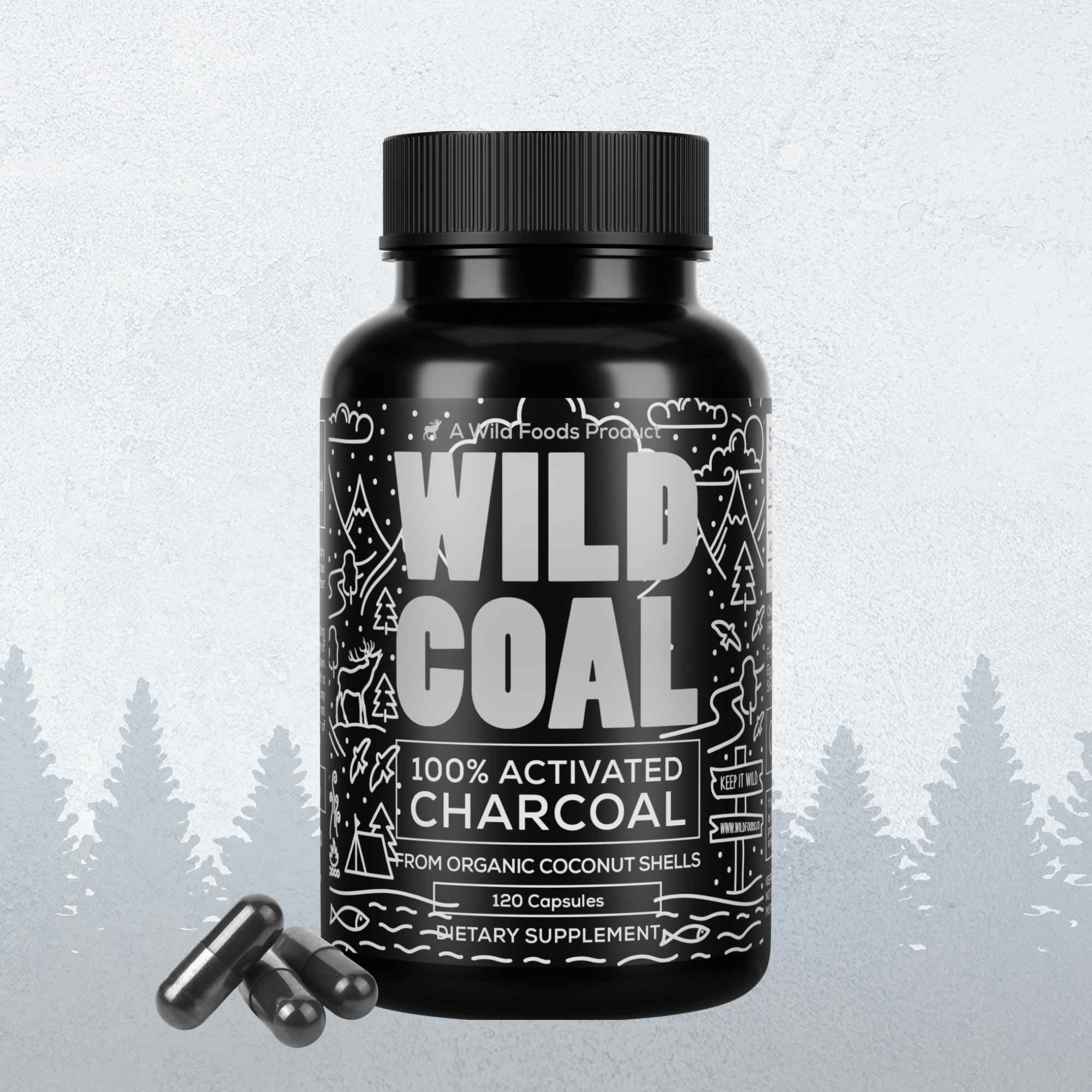 Activated Charcoal Capsules, 60 servings - Made from 100% Organic Coconuts - My American Goods