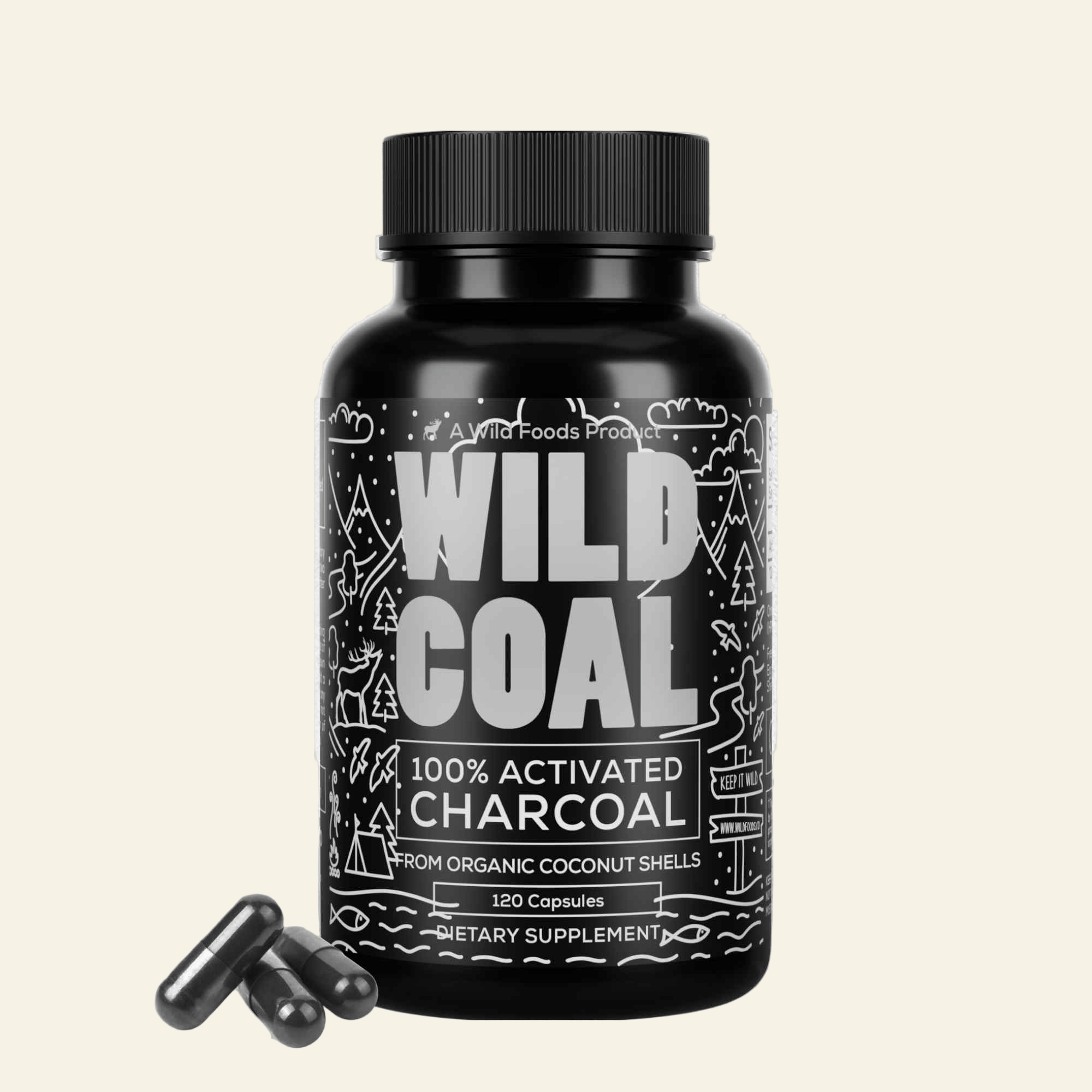 Activated Charcoal Capsules, 60 servings - Made from 100% Organic Coconuts - My American Goods