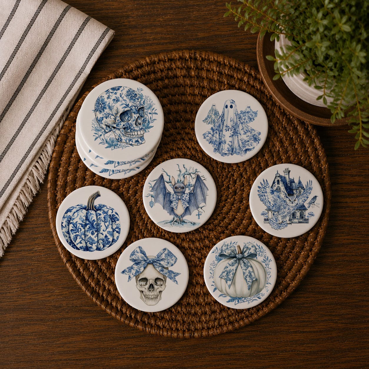 Gia Roma Coaster Chinoiserie Halloween Coasters