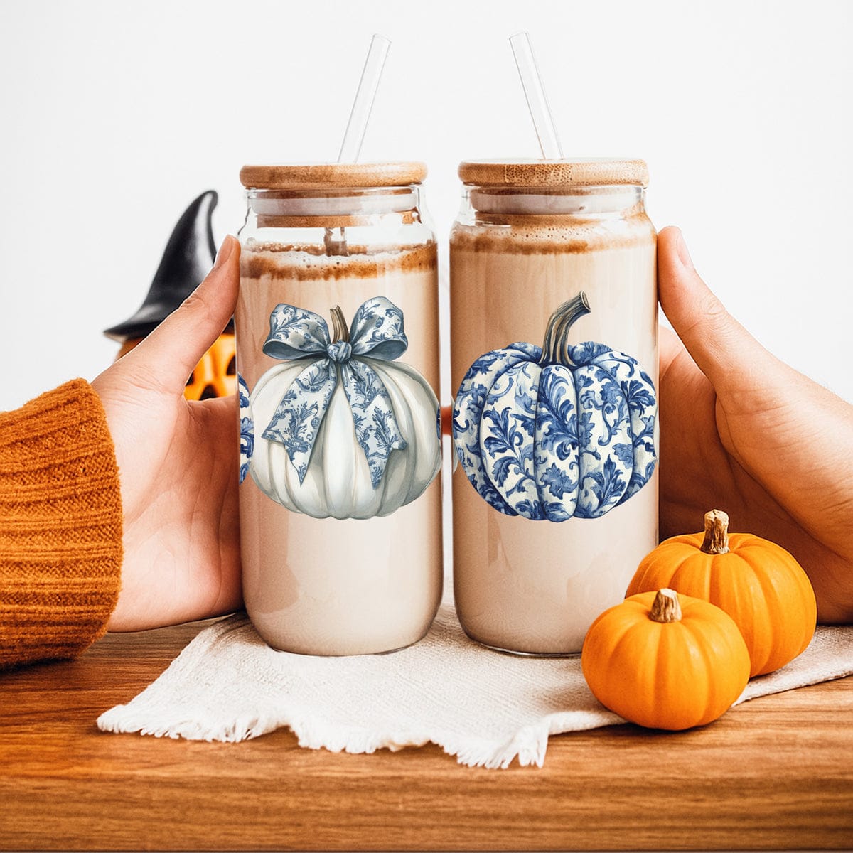 Gia Roma Travel Mug, Coffee Cup, Drinkware Chinoiserie Pumpkin 20oz