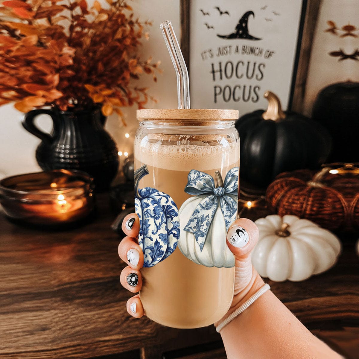 Gia Roma Travel Mug, Coffee Cup, Drinkware Chinoiserie Pumpkin 20oz