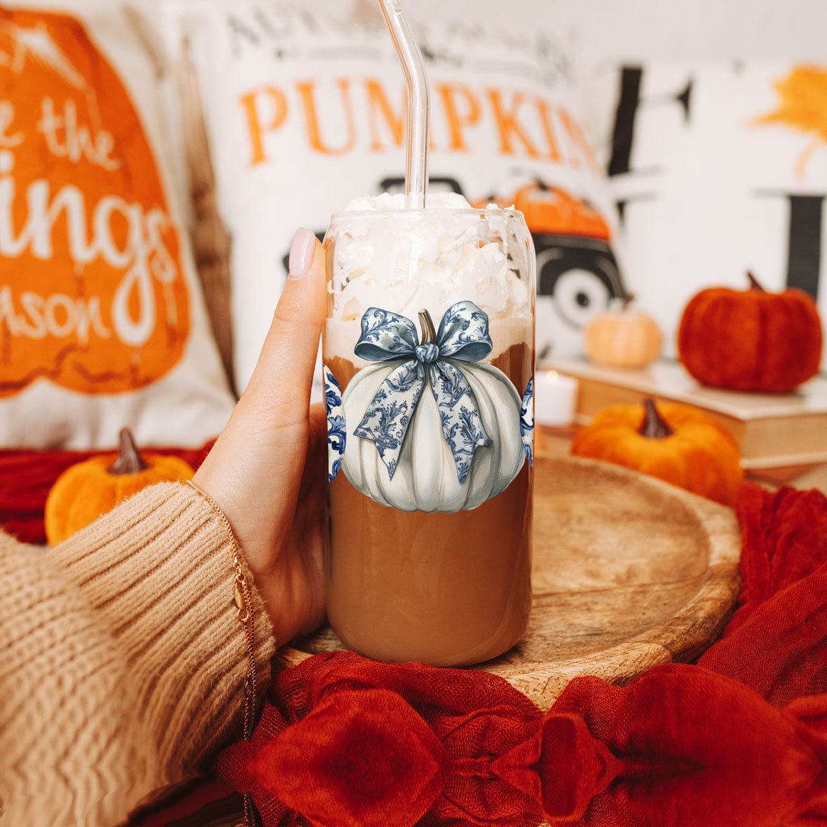 Gia Roma Travel Mug, Coffee Cup, Drinkware Chinoiserie Pumpkin 20oz
