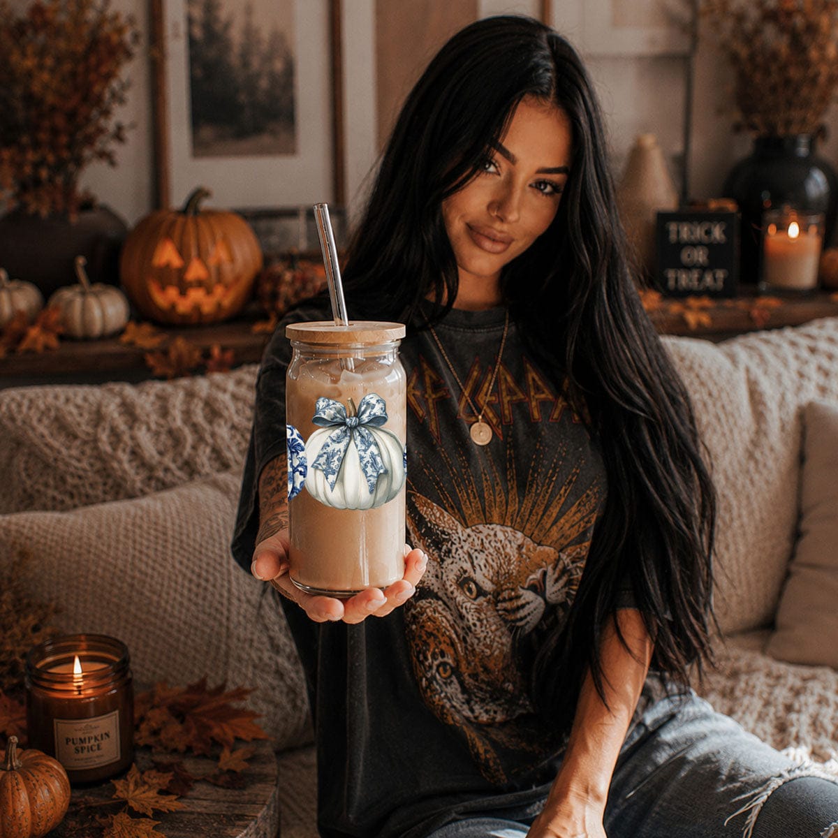Gia Roma Travel Mug, Coffee Cup, Drinkware Chinoiserie Pumpkin 20oz