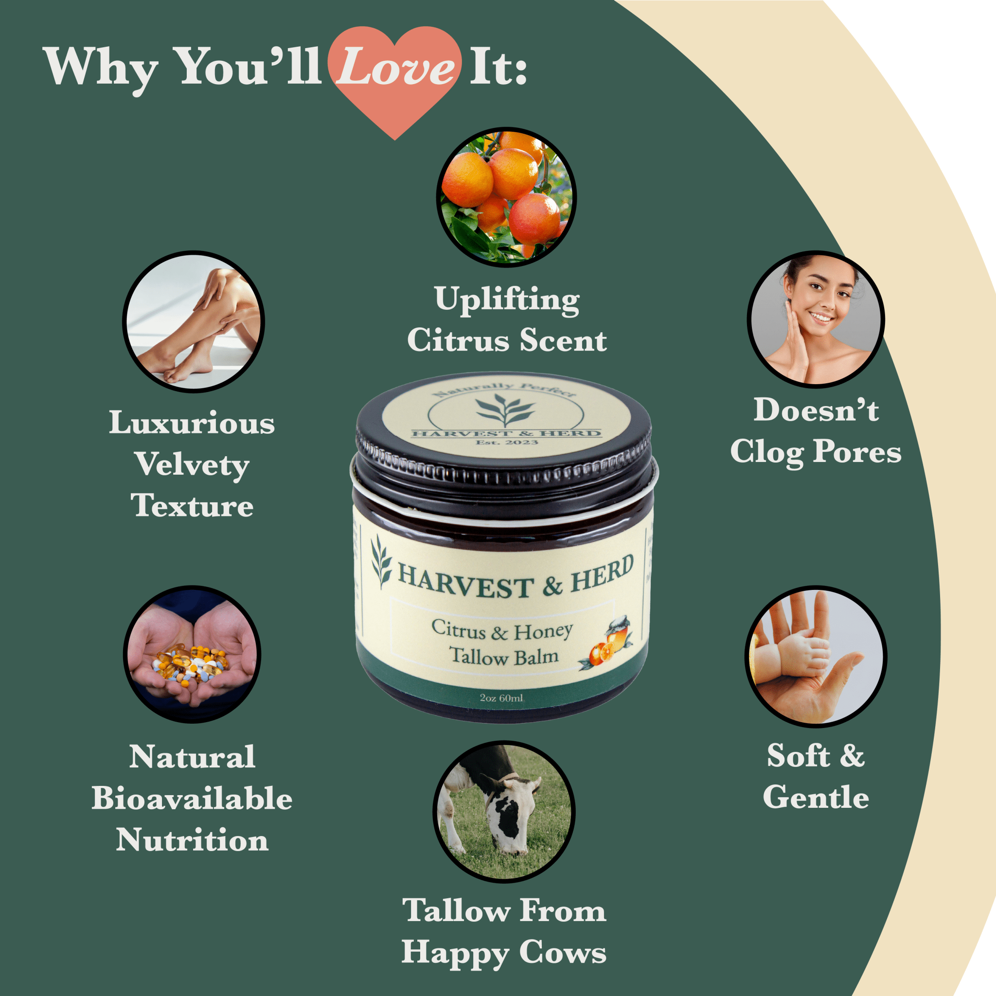 Harvest & Herd Co. Citrus & Honey Tallow Balm