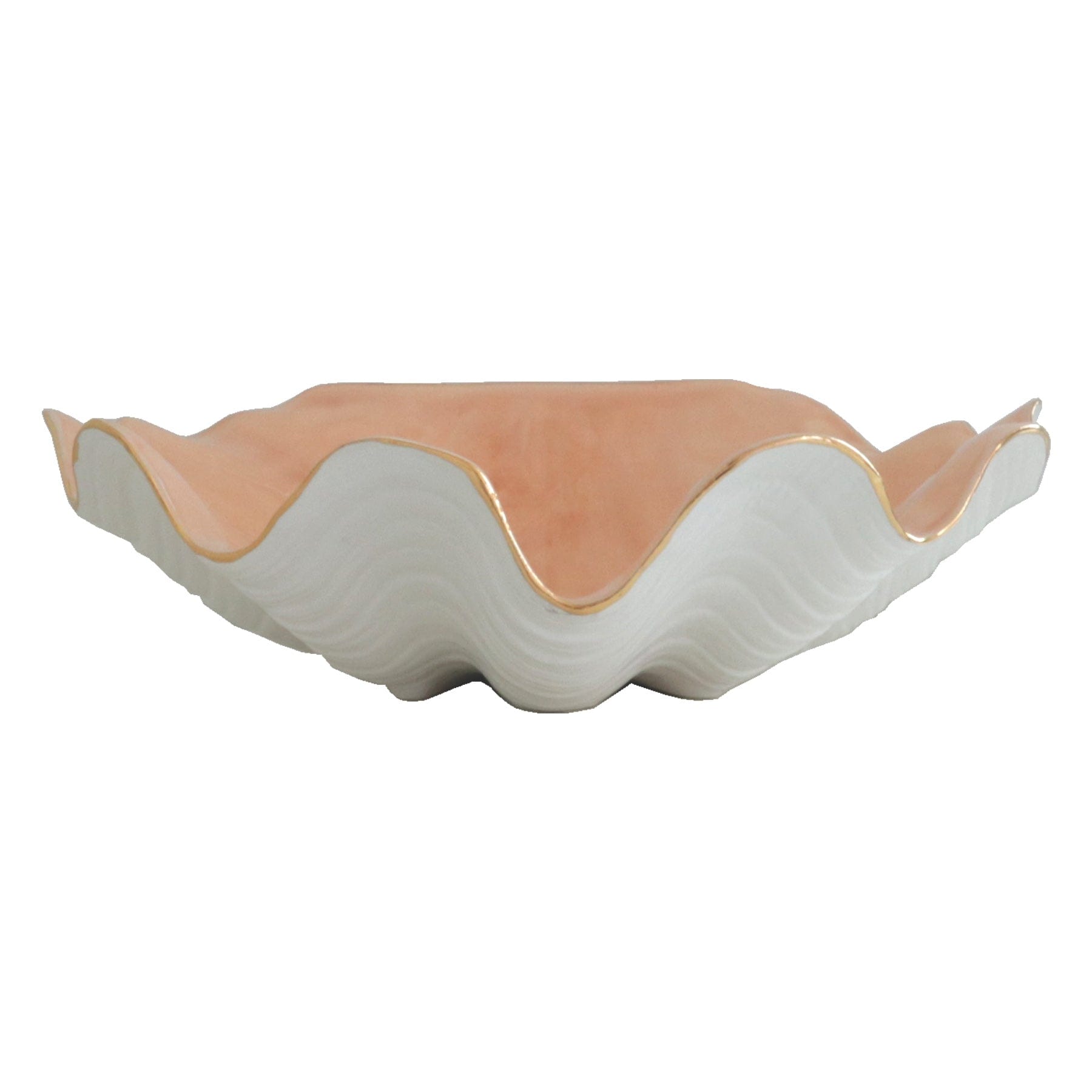 Ruby Clay Company Accessory Large / Coral Clam Shell Bowl with 22K Gold Accent