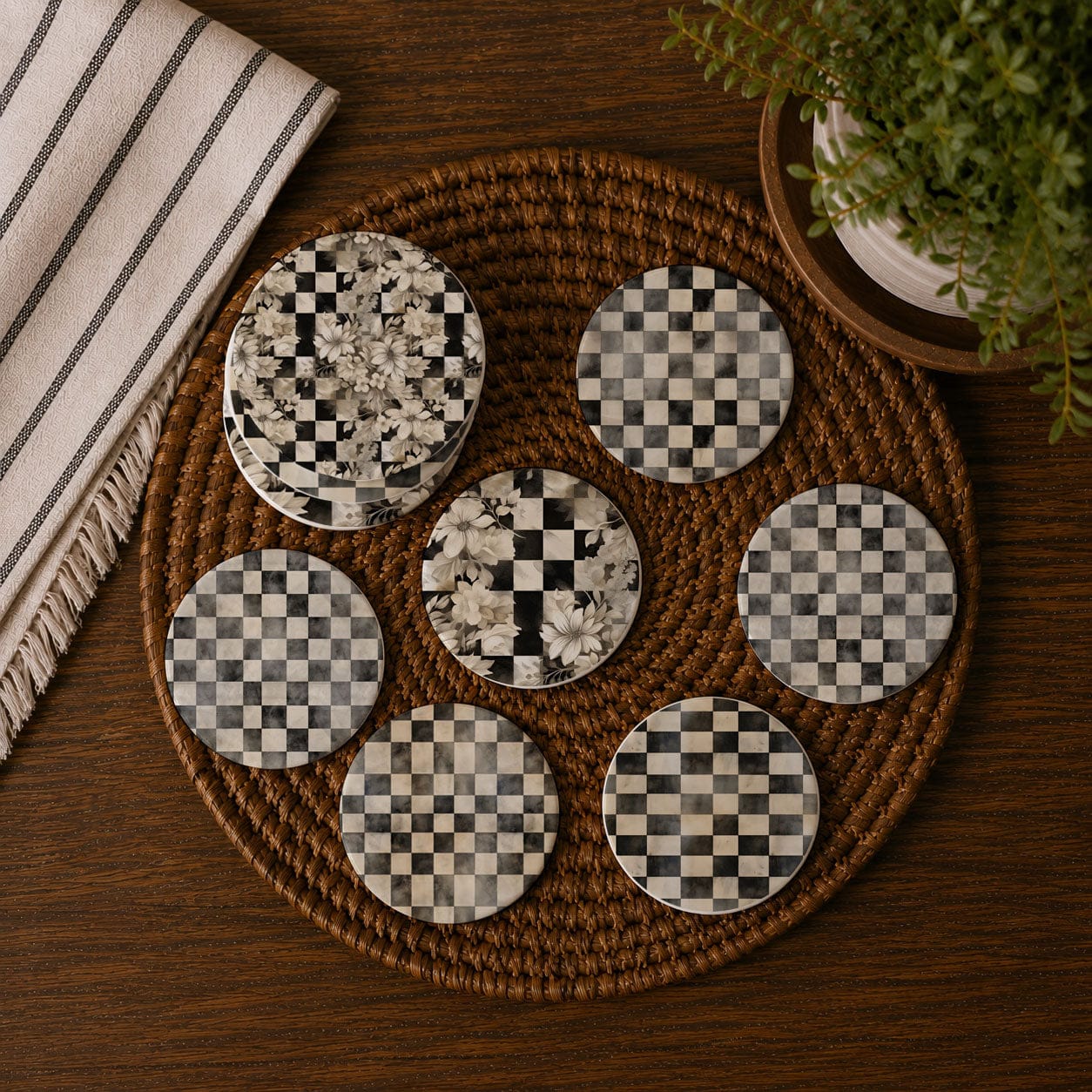 Gia Roma Coaster Courtly Check Coasters