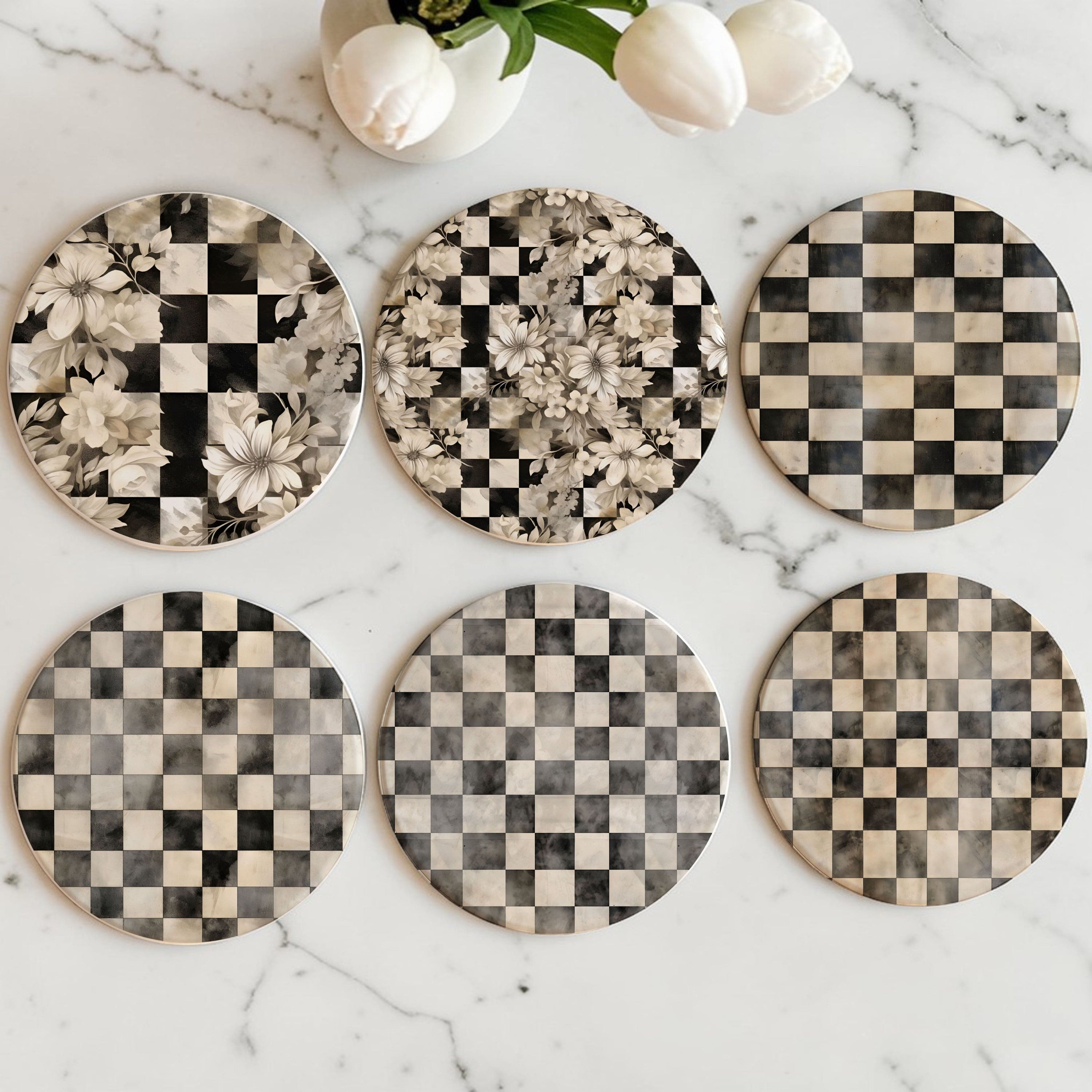 Gia Roma Coaster 6 Coasters / Mixed Pack | Note Styles Wanted Courtly Check Coasters