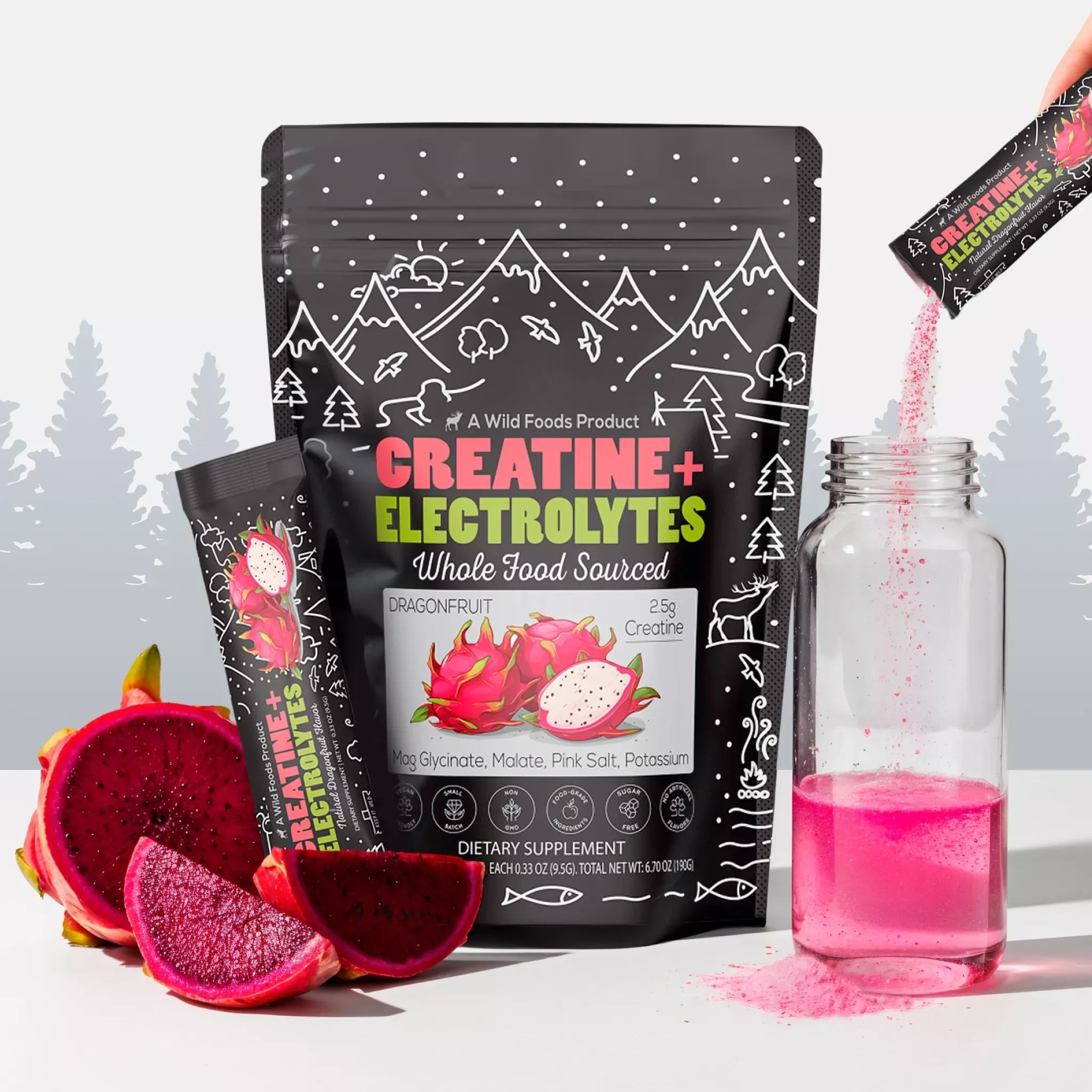Wild Foods Hydration NEW! Creatine + Electrolytes, Delicious Dragonfruit For Performance & Hydration