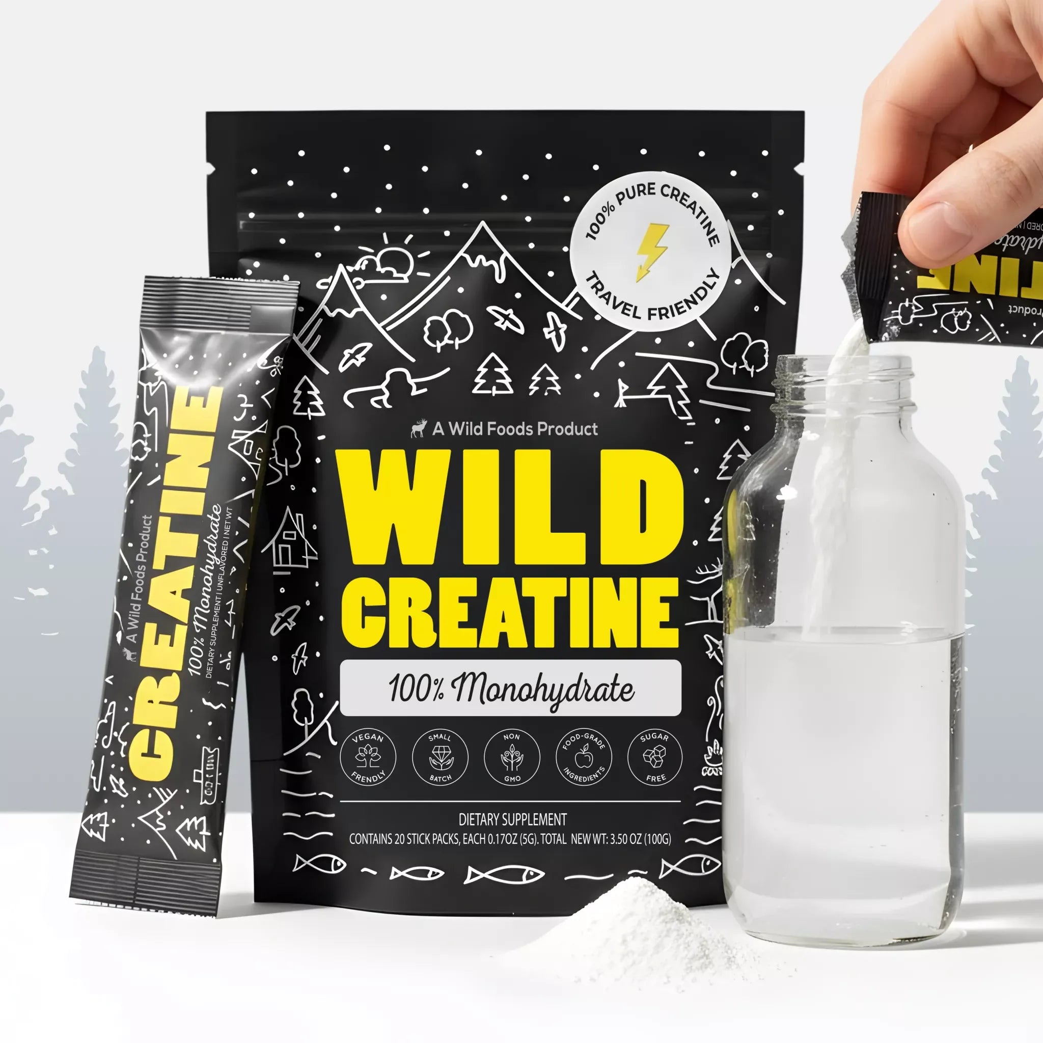 Wild Foods Mushrooms NEW! Wild Creatine Monohydrate, 20 Servings – 100% Pure