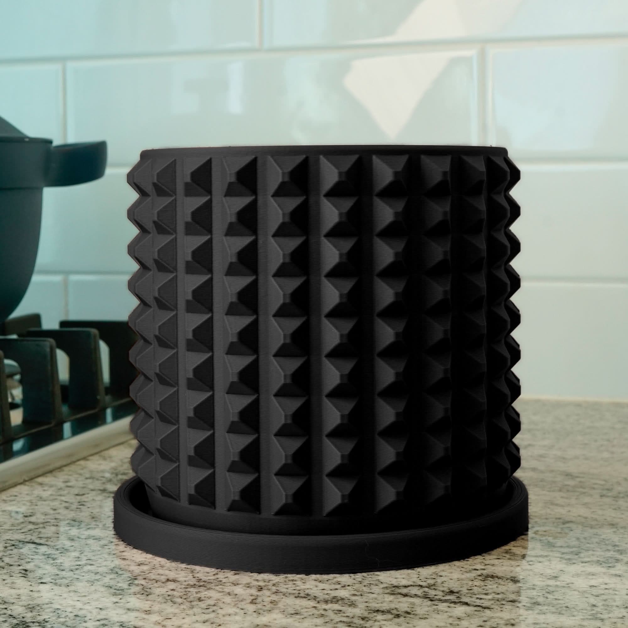 Rosebud HomeGoods Black / 4 Inch - No Tray Cubist Planter with Drainage