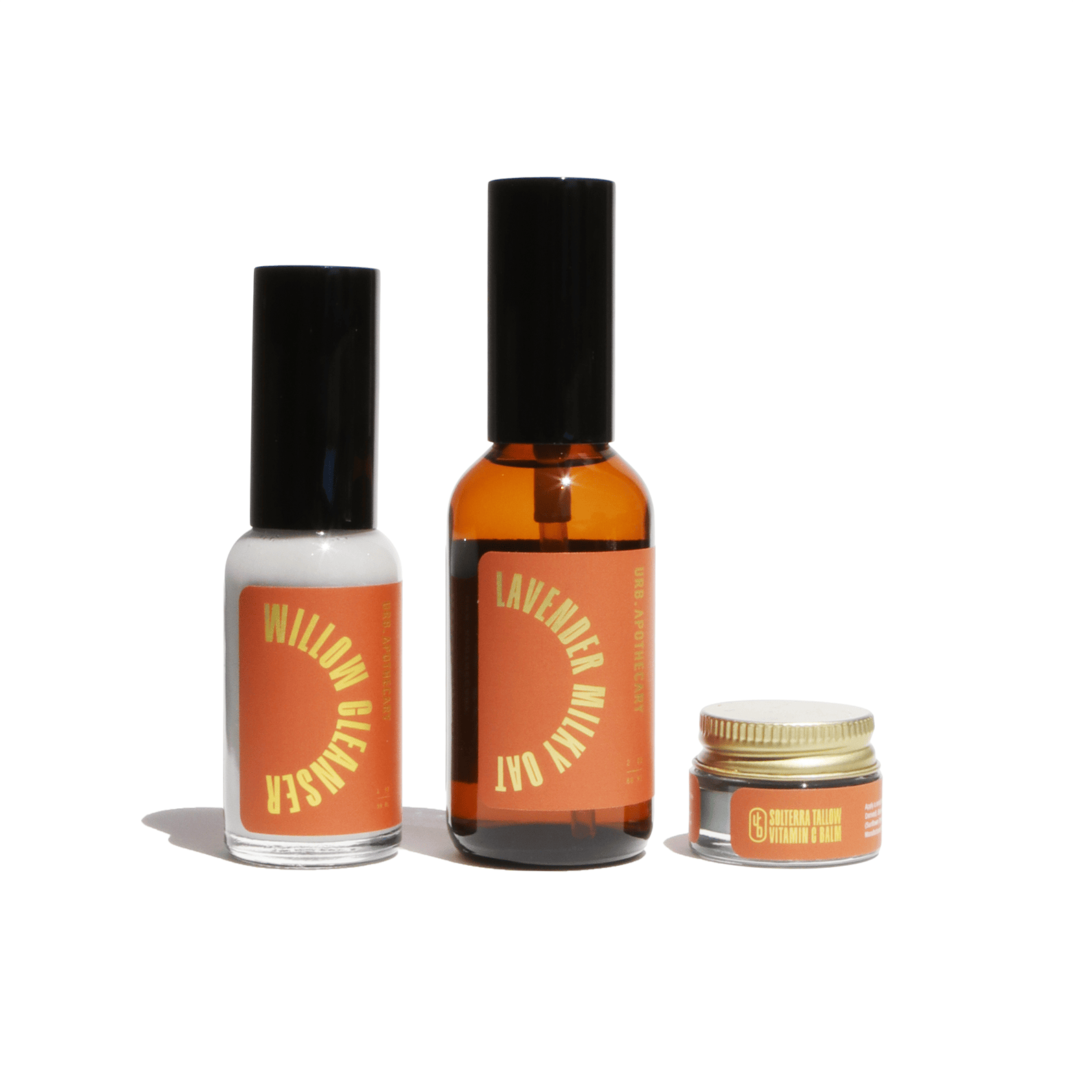 URB APOTHECARY CLEANSER Travel-Size / Willow/ Lavender Mist/ Solterra Tallow Vitamin C Balm Daily Cleansing Bundle with Willow Cleanser - Prone Skin
