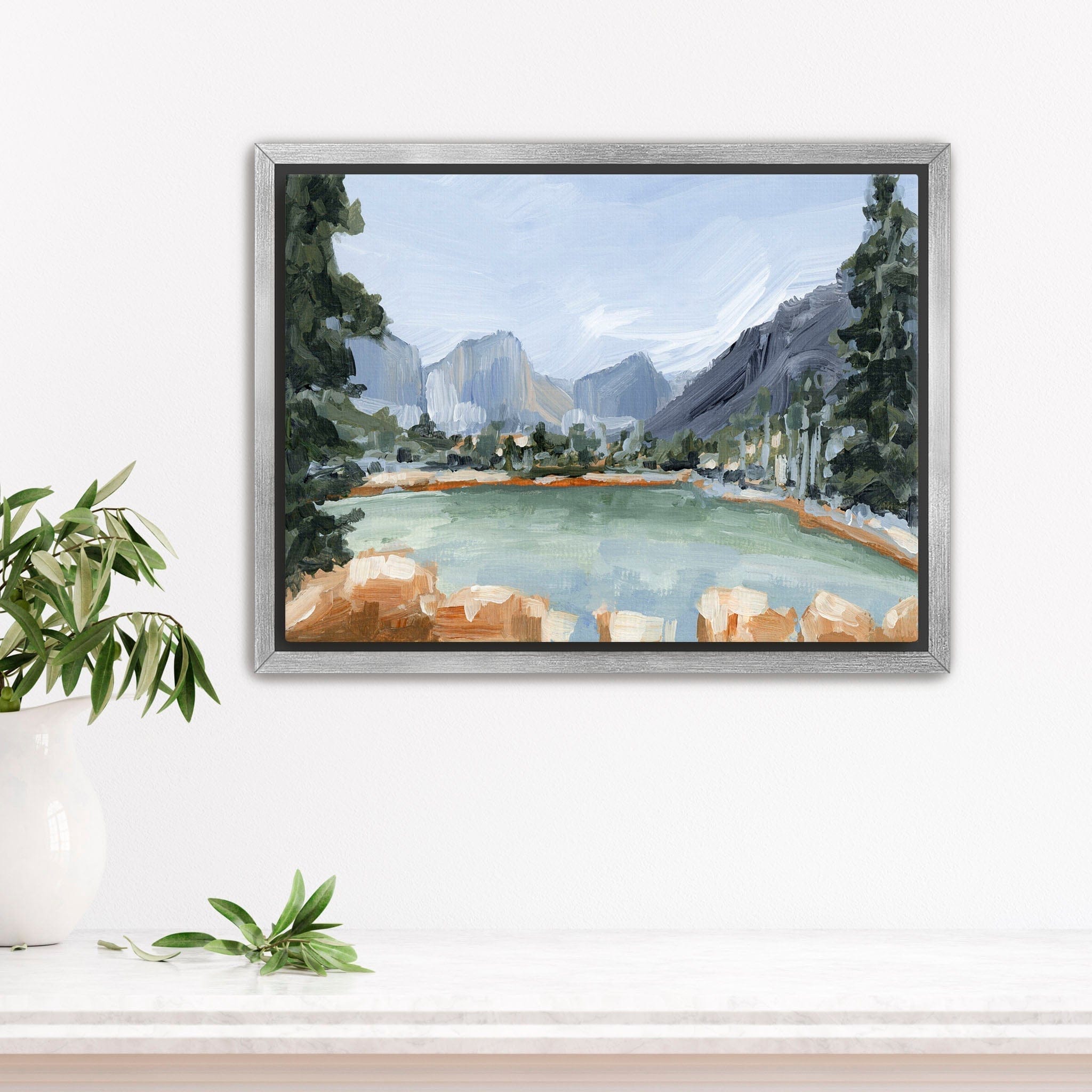 Katie Garrison Art Print Stretched Canvas / 8x10 in / Silver Frame "Delta Lake" Art Print
