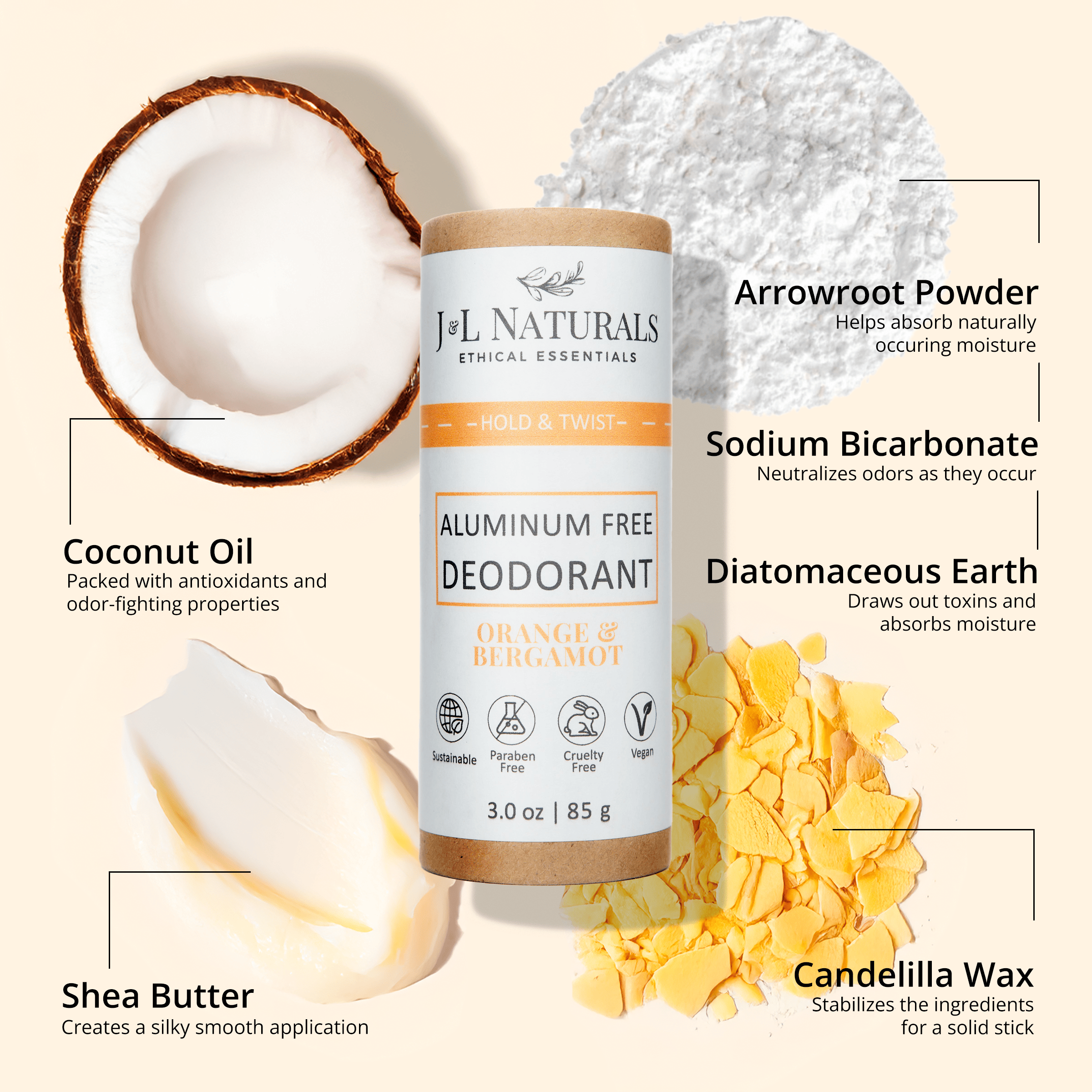 J&L Naturals Deodorant Extra-Strength Deodorant (2-Pack) Full Size