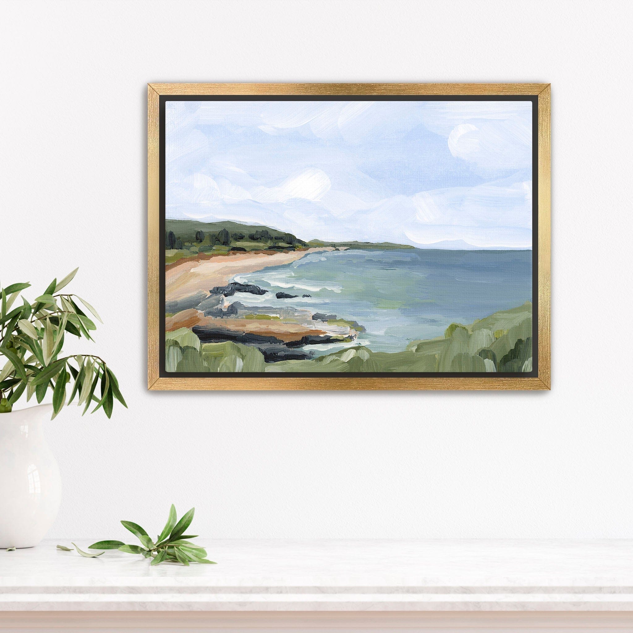 Katie Garrison Art Print Stretched Canvas / 8x10 in / Gold Frame "Diamond Head I" Art Print