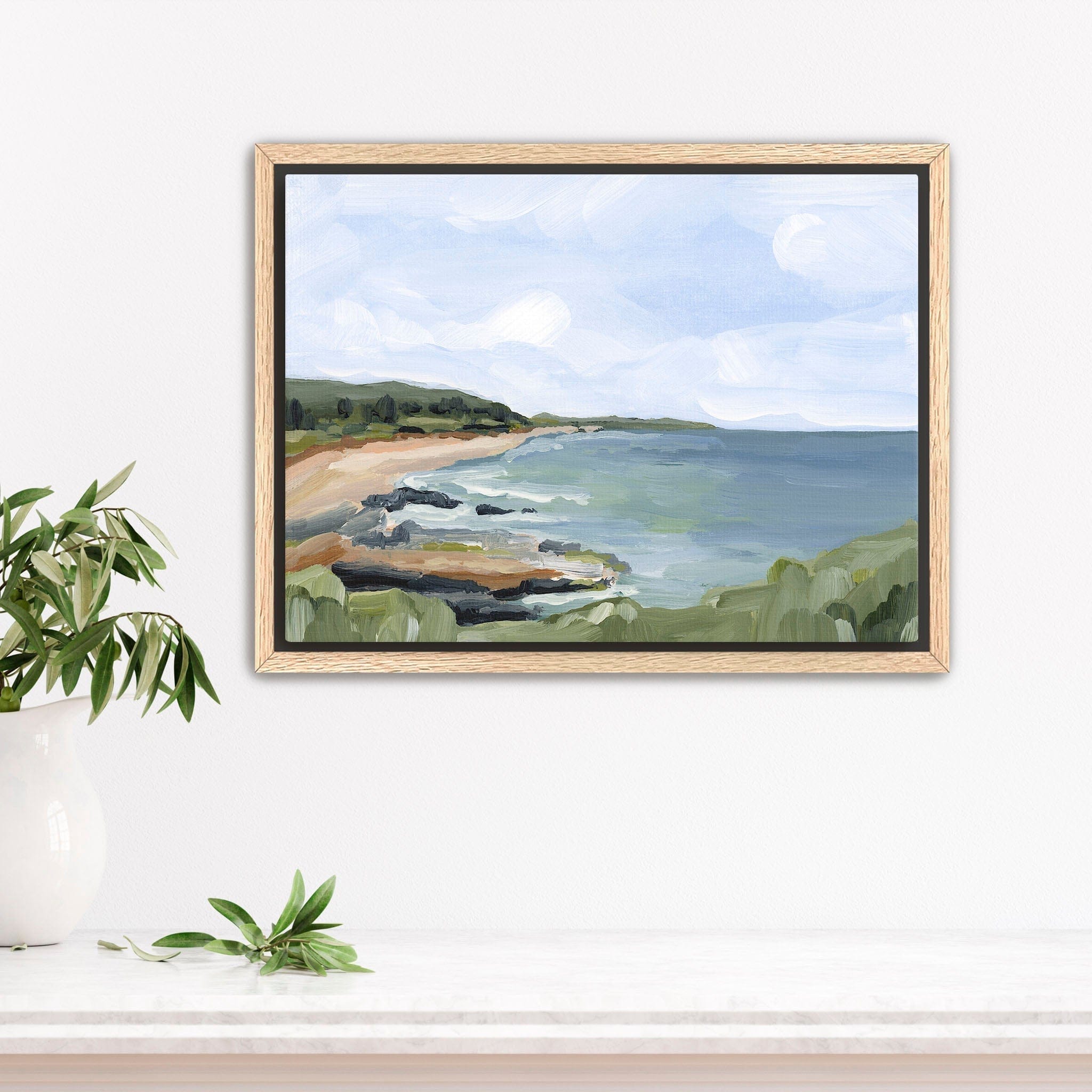 Katie Garrison Art Print Stretched Canvas / 8x10 in / Oak Frame "Diamond Head I" Art Print