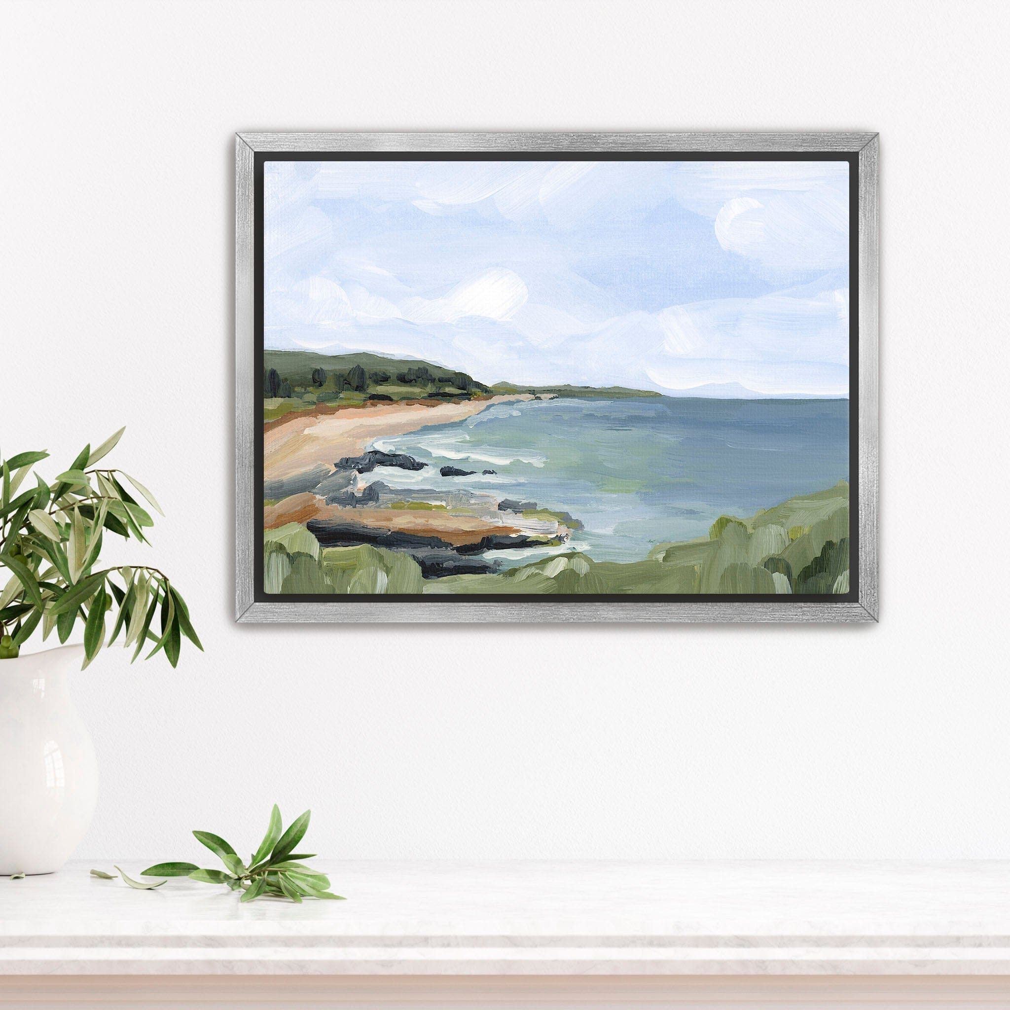 Katie Garrison Art Print Stretched Canvas / 8x10 in / Silver Frame "Diamond Head I" Art Print