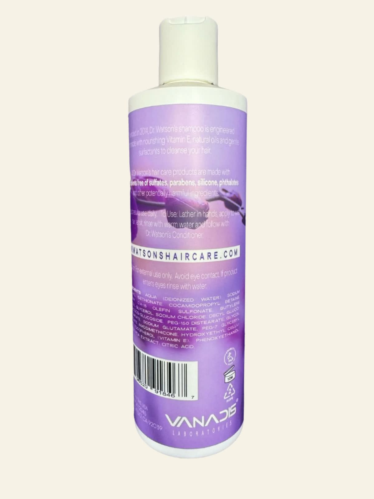 Vanasol hair care product bottle with purple label on a white background