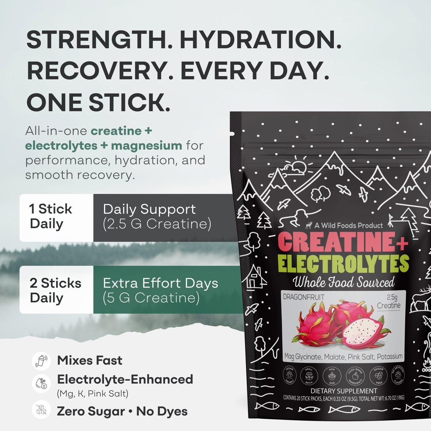 NEW! Creatine + Electrolytes, Delicious Dragonfruit For Performance & Hydration