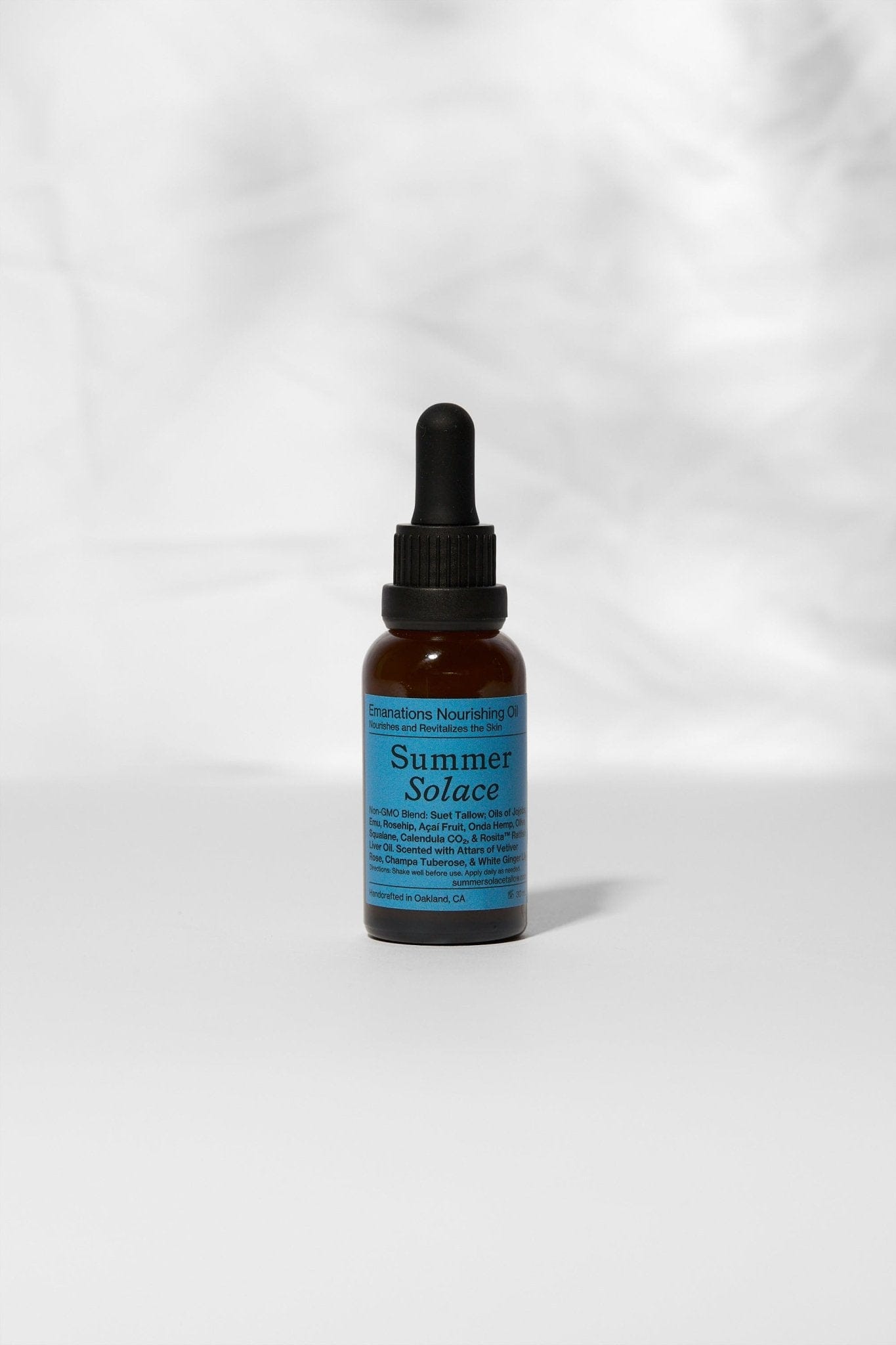 Summer Solace Tallow Face and Hair Oil 30 mL / 1 oz Emanations Face Oil – Deeply Nourishing | Champa, Tuberose & White Ginger Lil