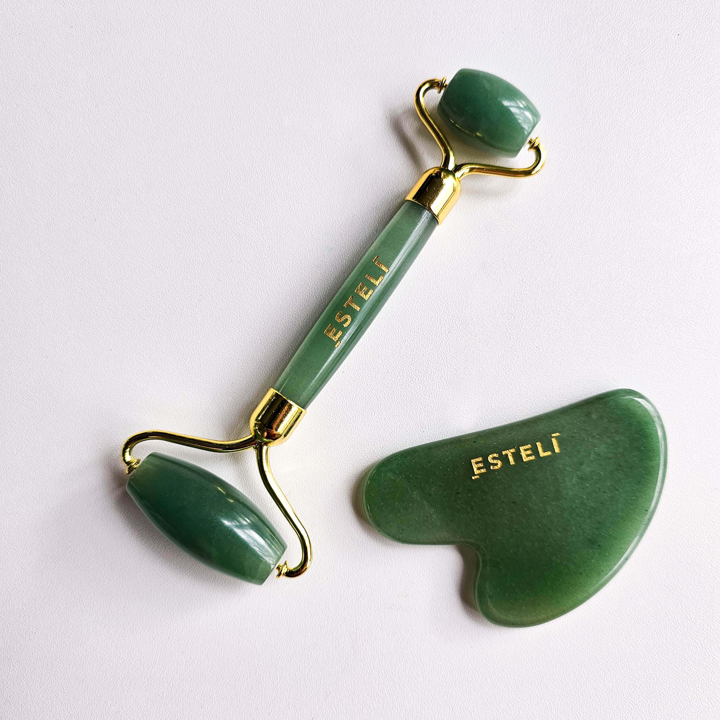 Esteli SETS Green Aventurine Roller & Gua Sha Set