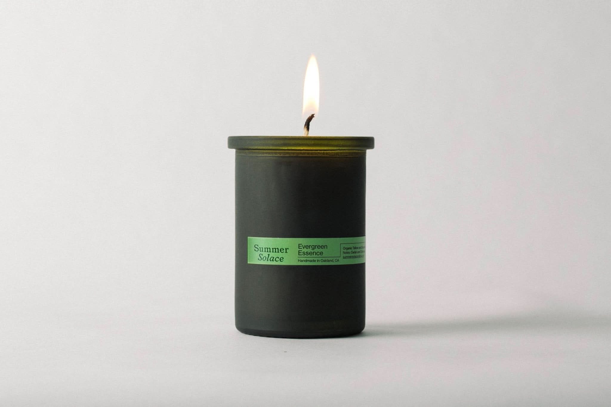 Summer Solace Tallow Tallow Candle Full Size 6 oz / No Cork Evergreen Essence – Cedar & Oakmoss Candle | 6 oz Tallow & Beeswax